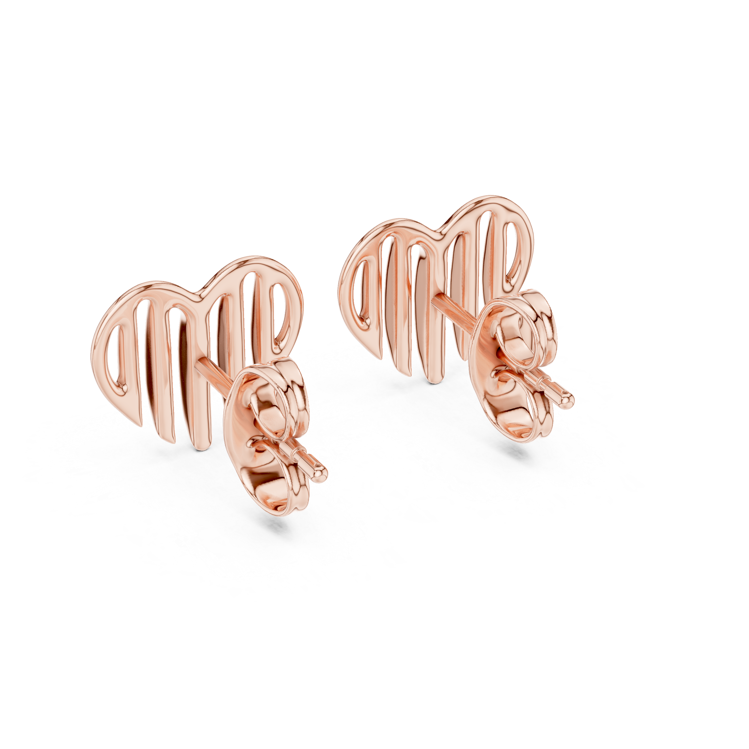 Minimalist Open Heart Gold Stud Earrings
