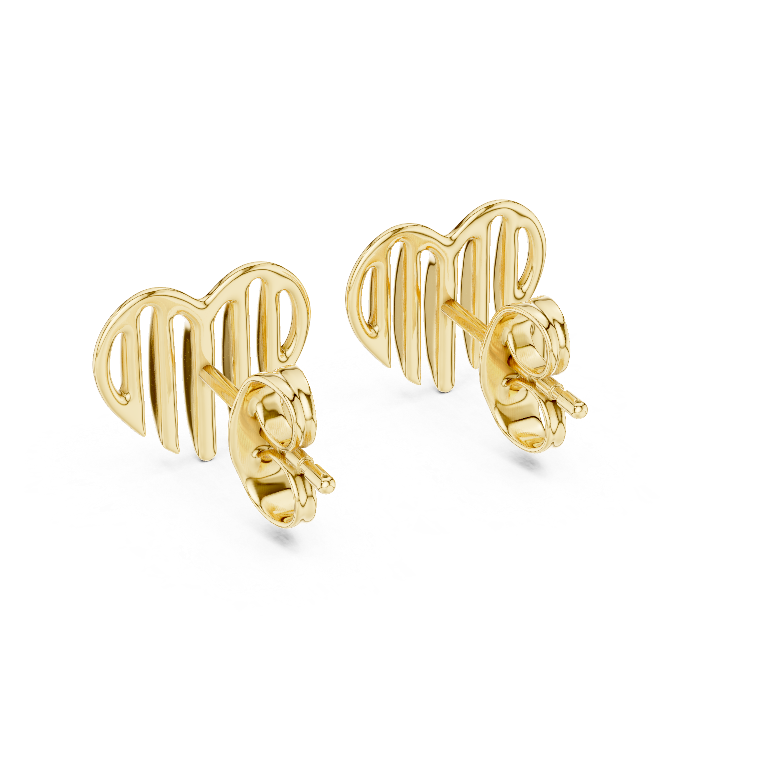 Minimalist Open Heart Gold Stud Earrings