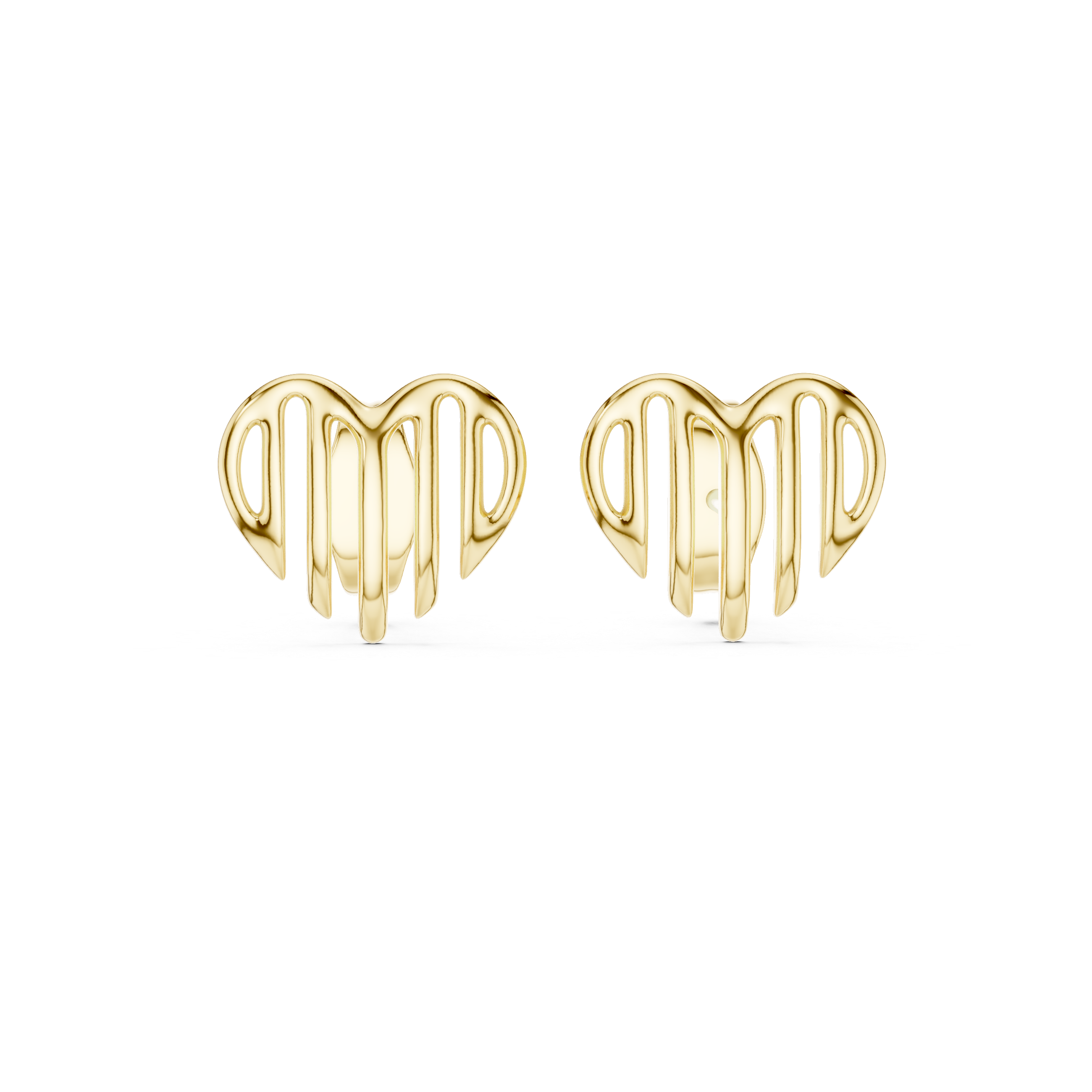 Minimalist Open Heart Gold Stud Earrings