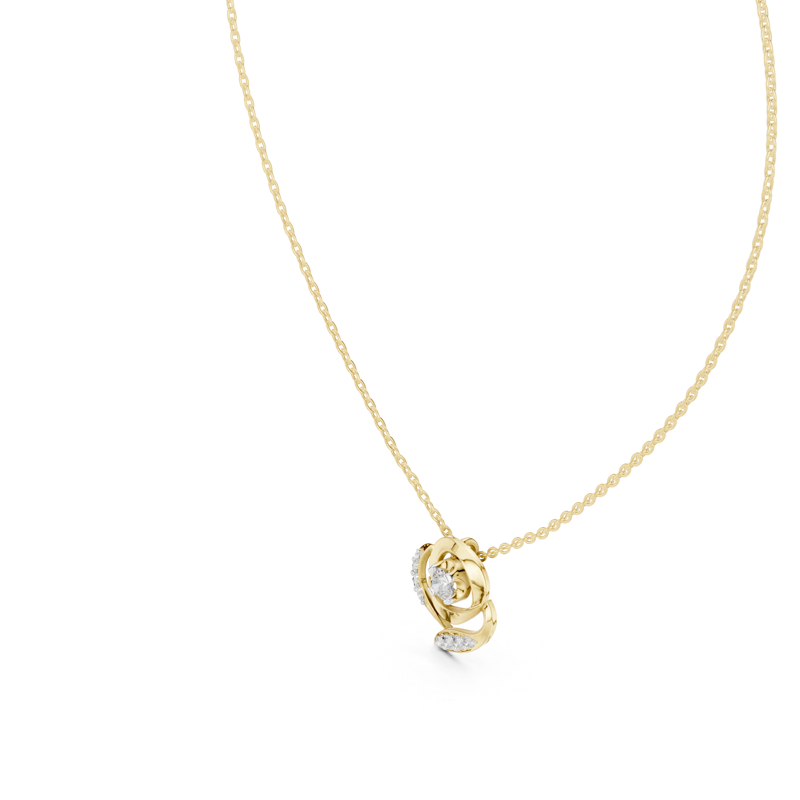 Spiral Diamond Pendant Necklace