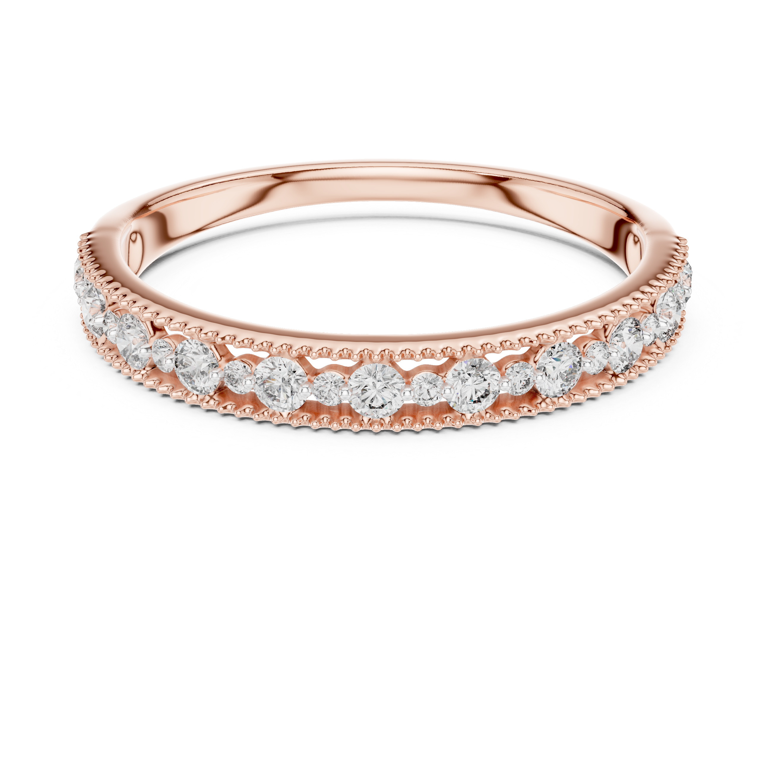 Milgrain Edge Diamond Half Eternity Band