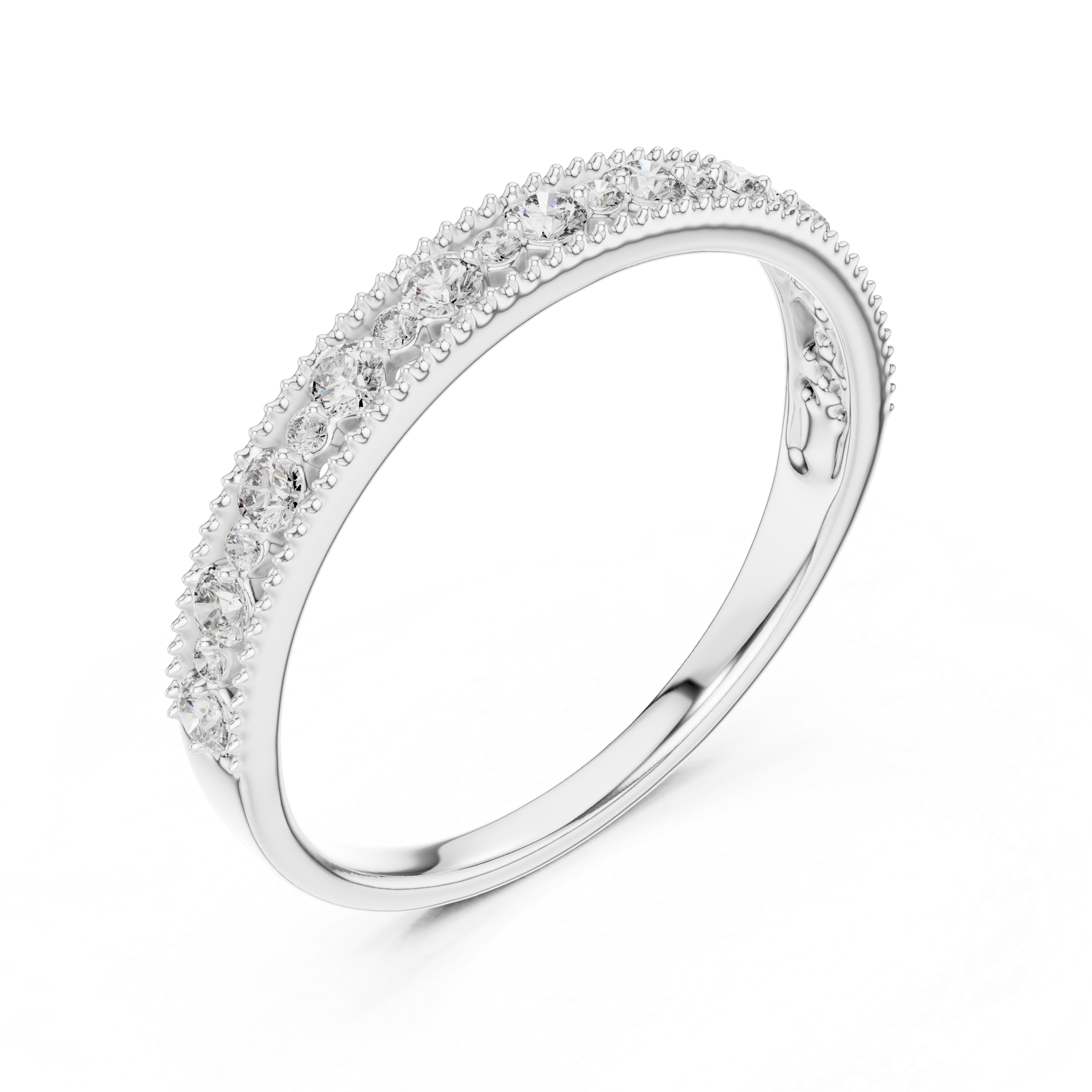 Milgrain Edge Diamond Half Eternity Band