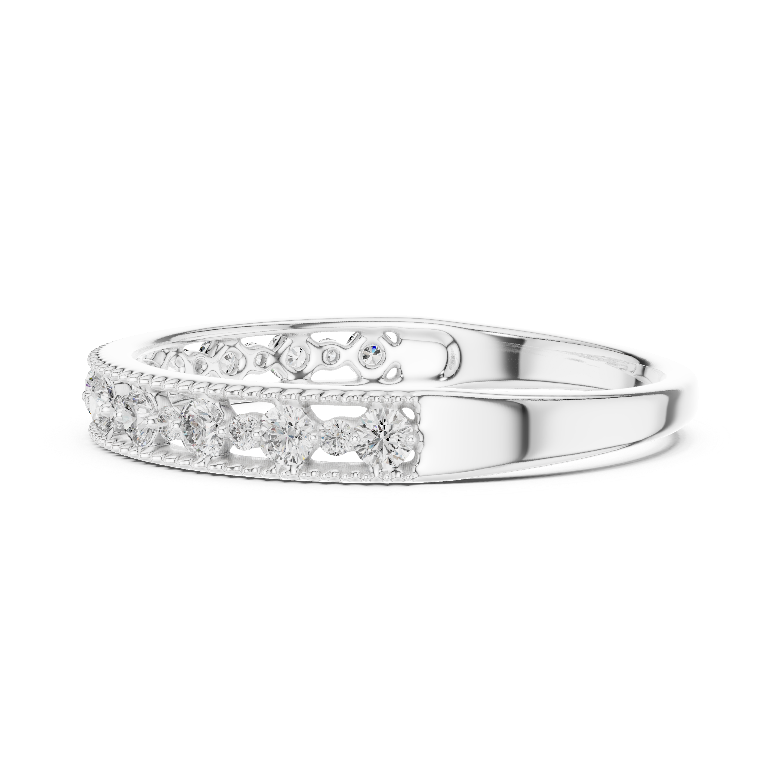 Milgrain Edge Diamond Half Eternity Band