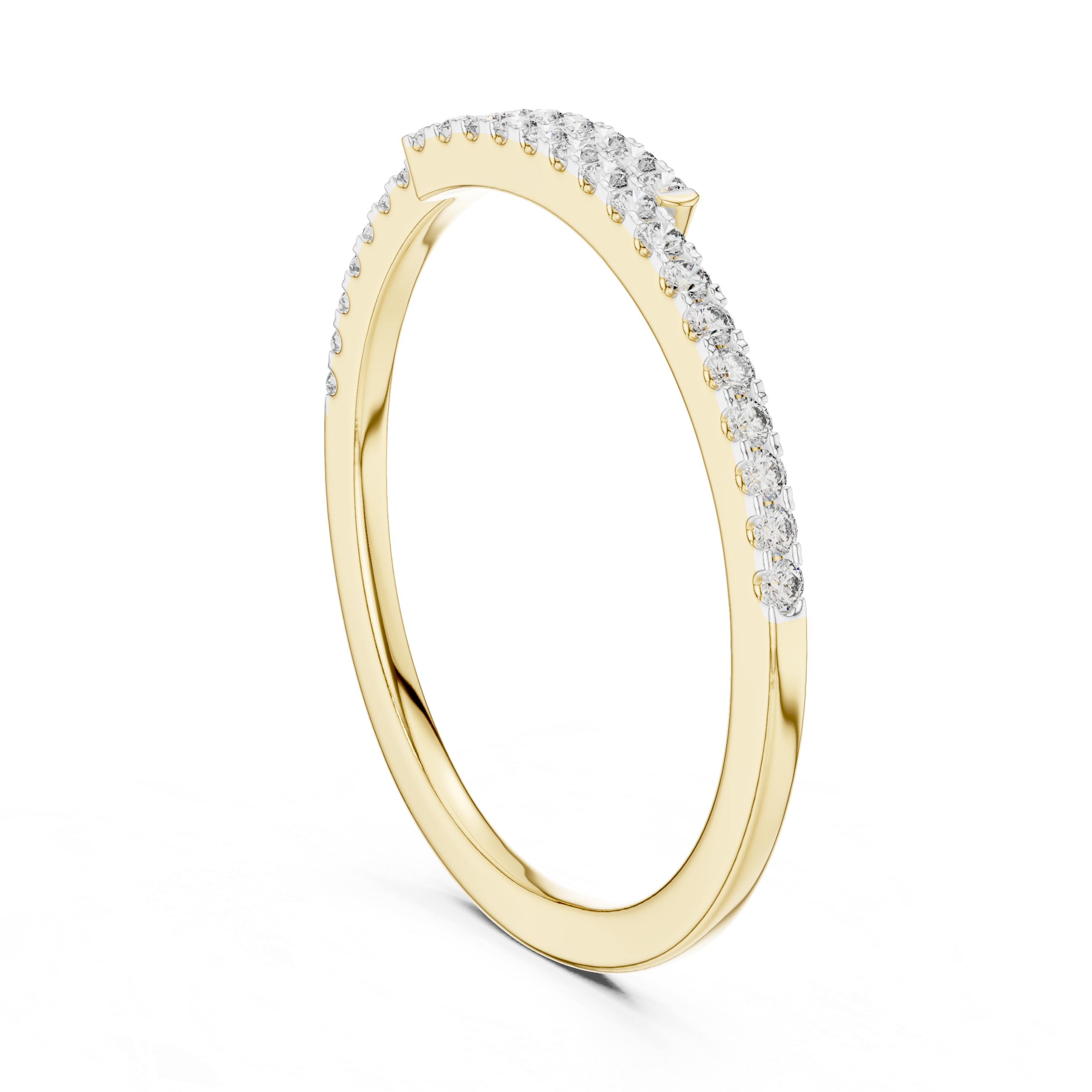Double Row Pavé Half Eternity Minimal Ring