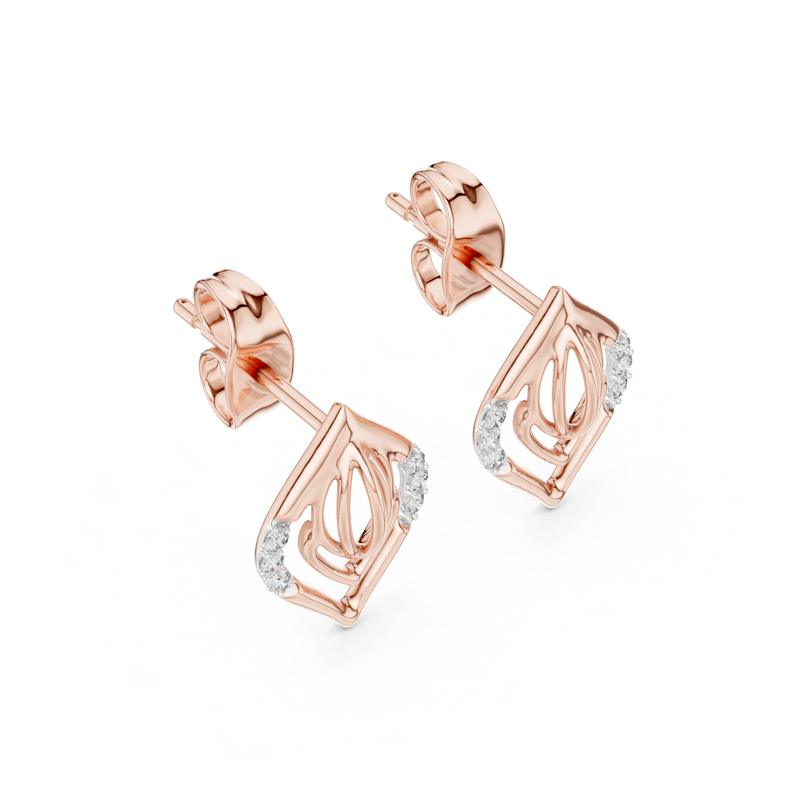 Geometric Diamond Accent Drop Stud Earrings