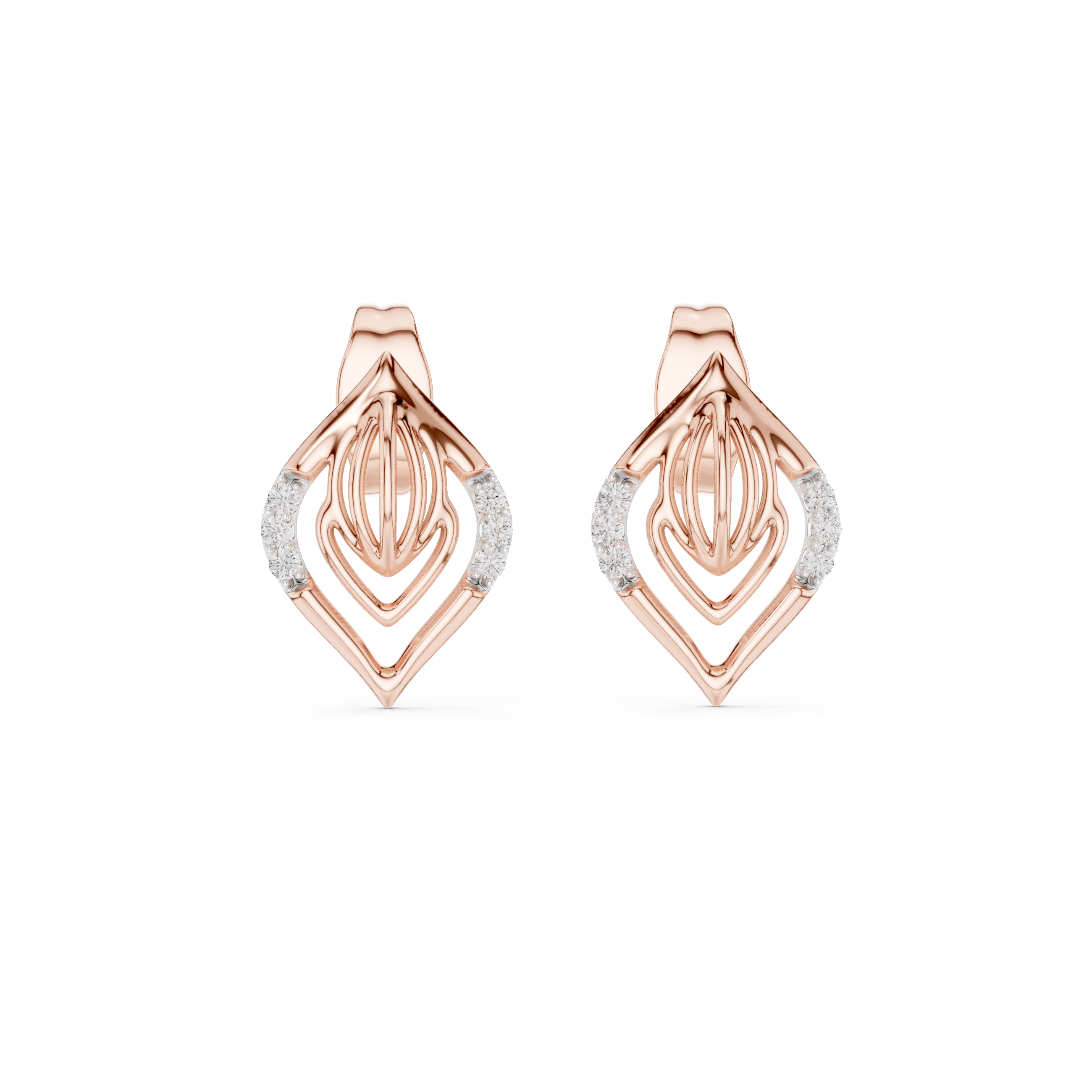 Geometric Diamond Accent Drop Stud Earrings