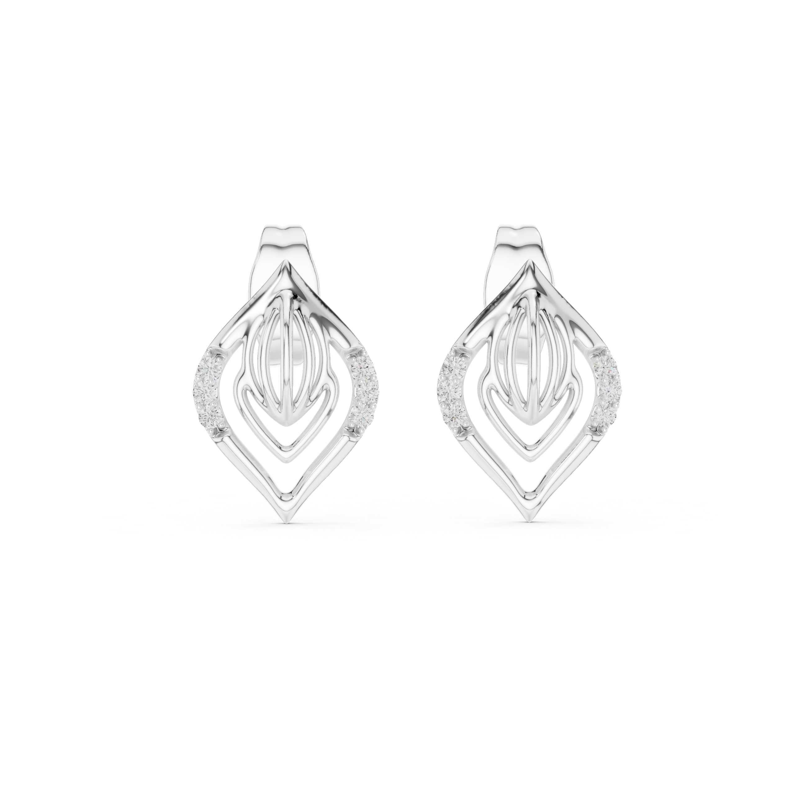Geometric Diamond Accent Drop Stud Earrings