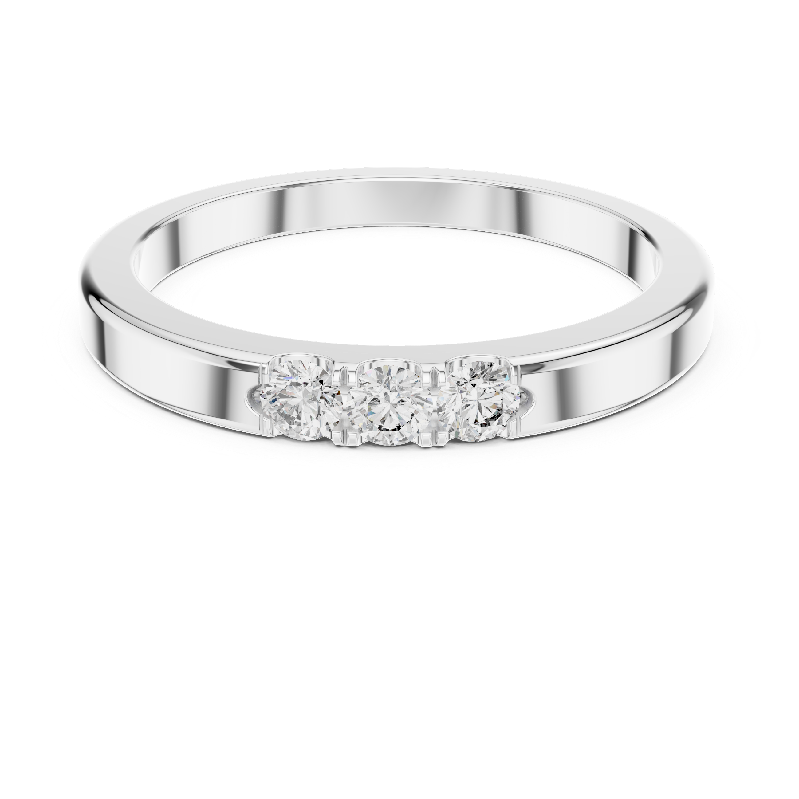 Minimal Three-Stone Diamond Ring