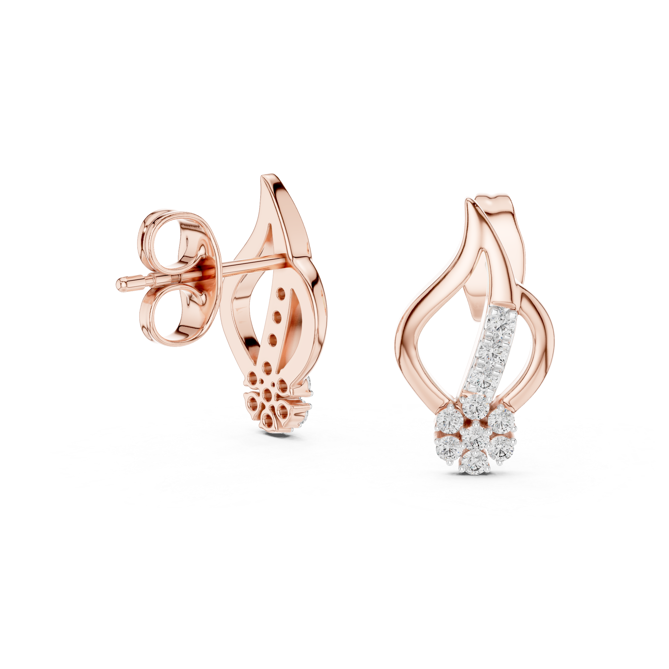 Flame Drop Diamond Stud Earrings