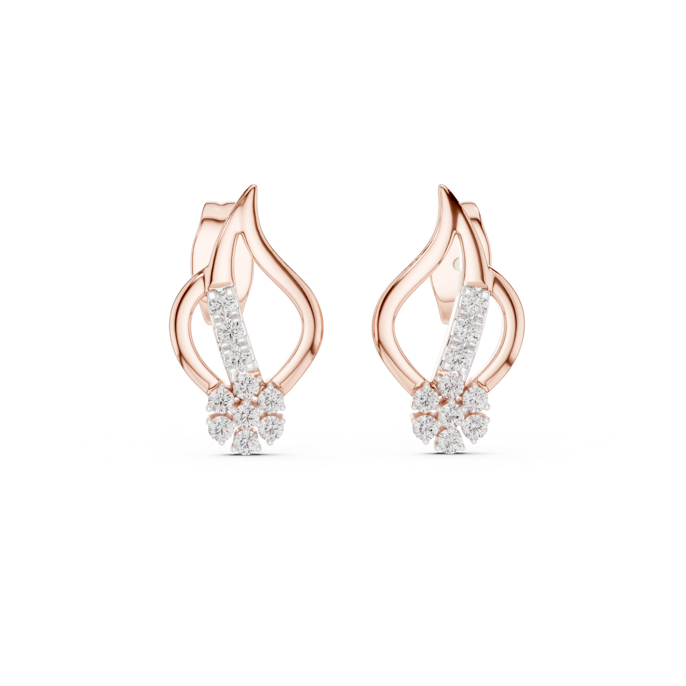 Flame Drop Diamond Stud Earrings