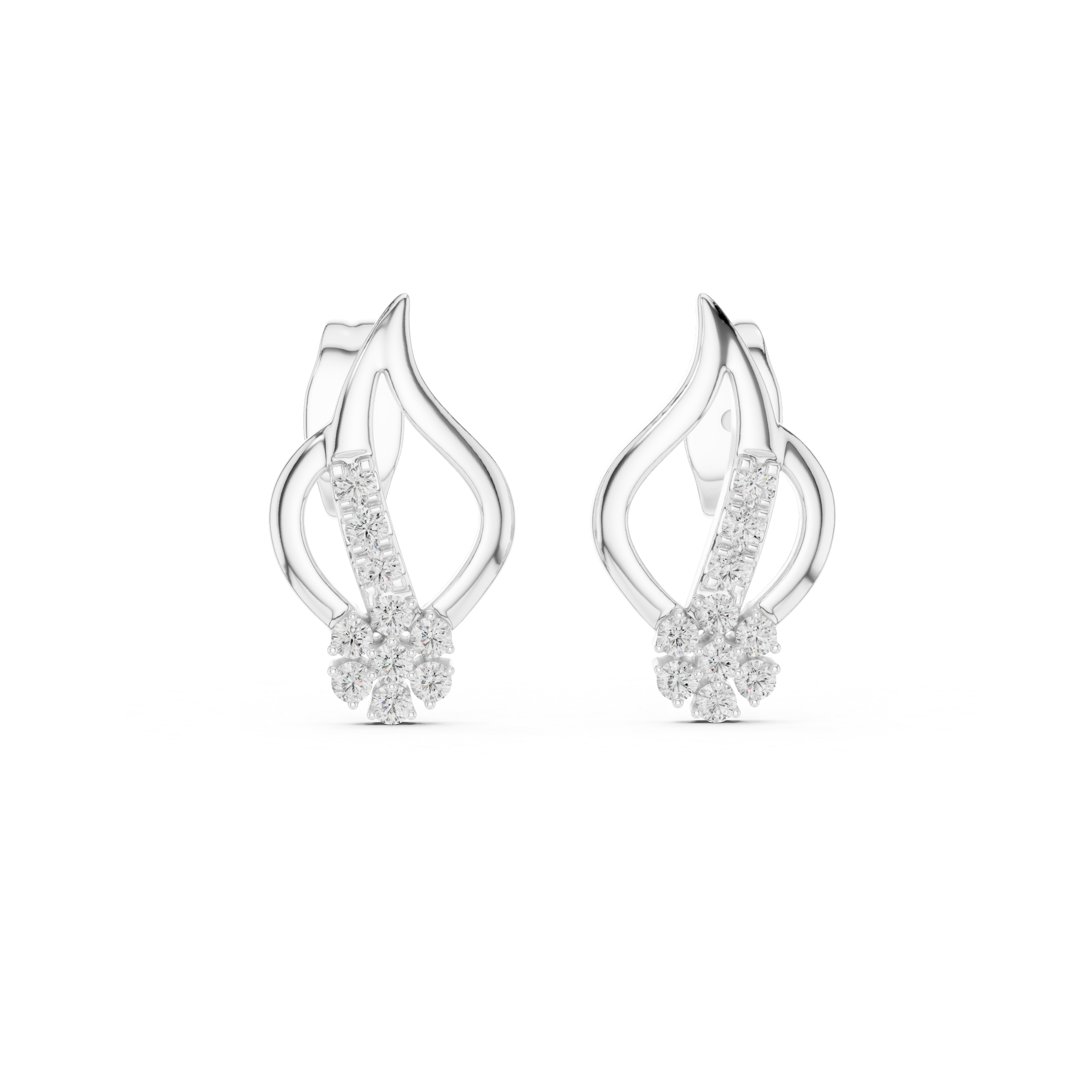 Flame Drop Diamond Stud Earrings
