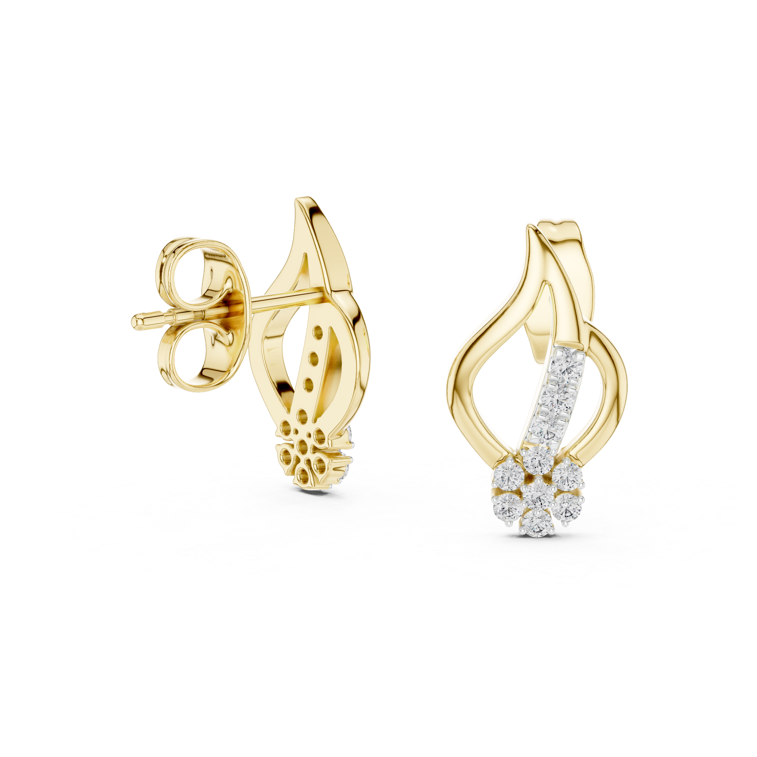 Flame Drop Diamond Stud Earrings