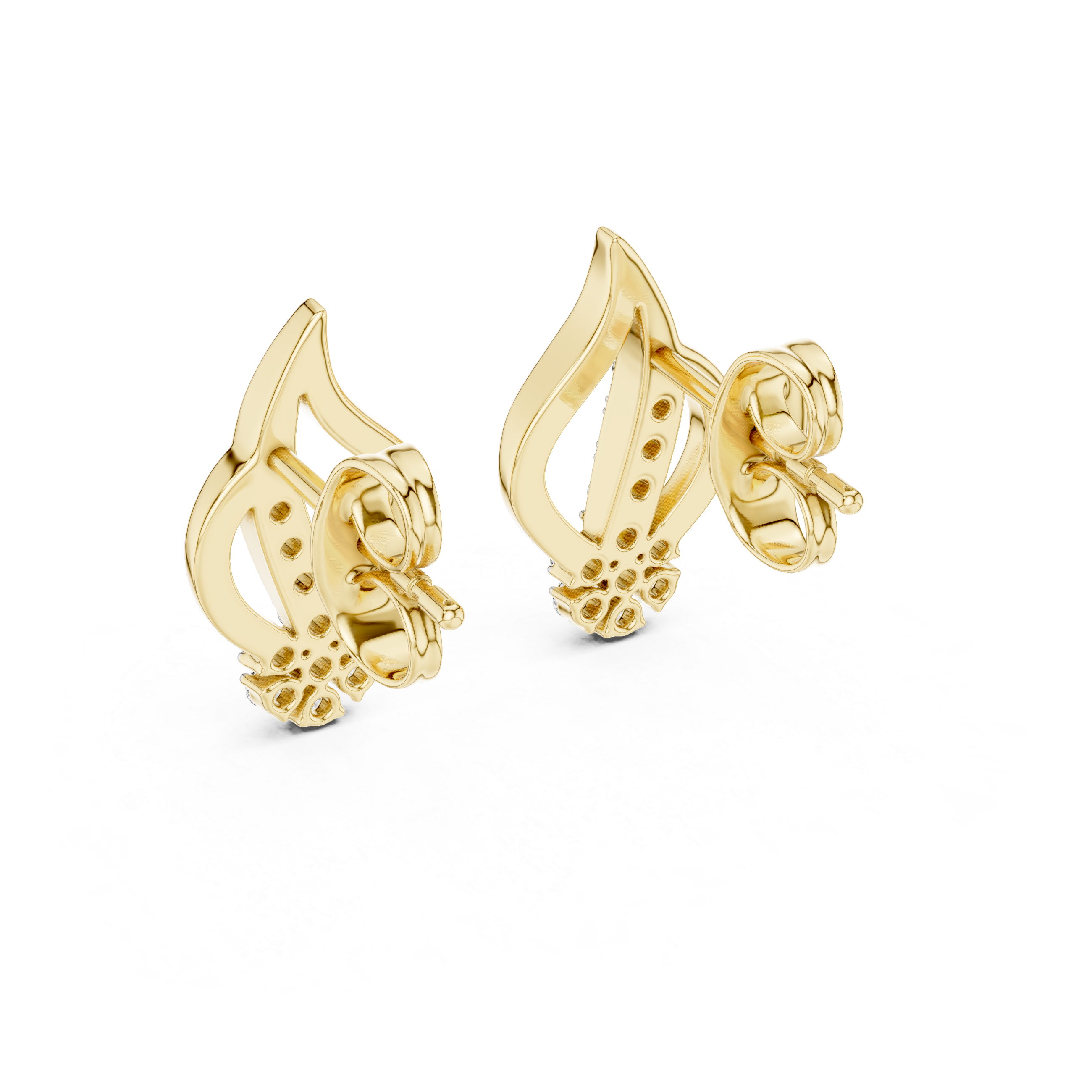 Flame Drop Diamond Stud Earrings