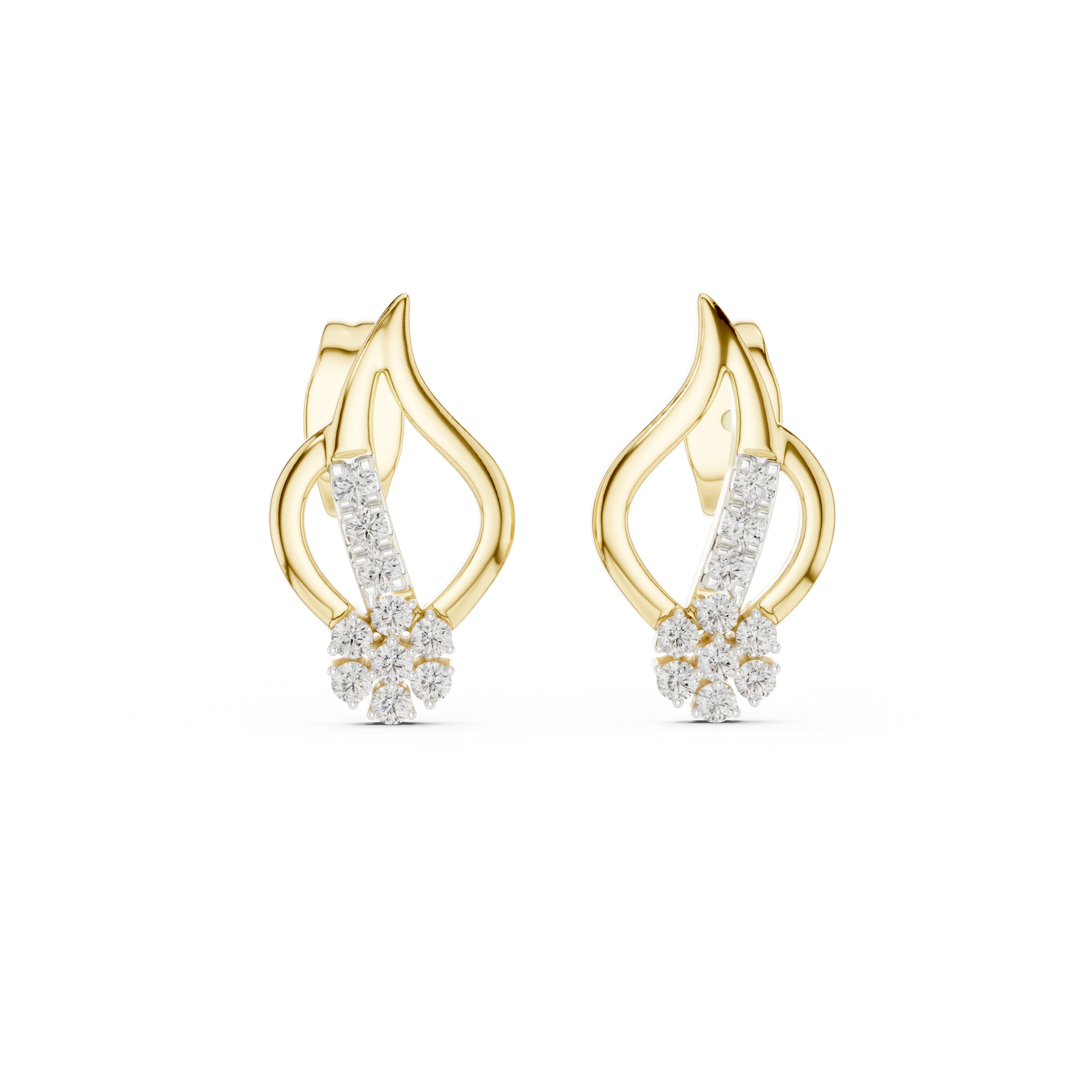Flame Drop Diamond Stud Earrings