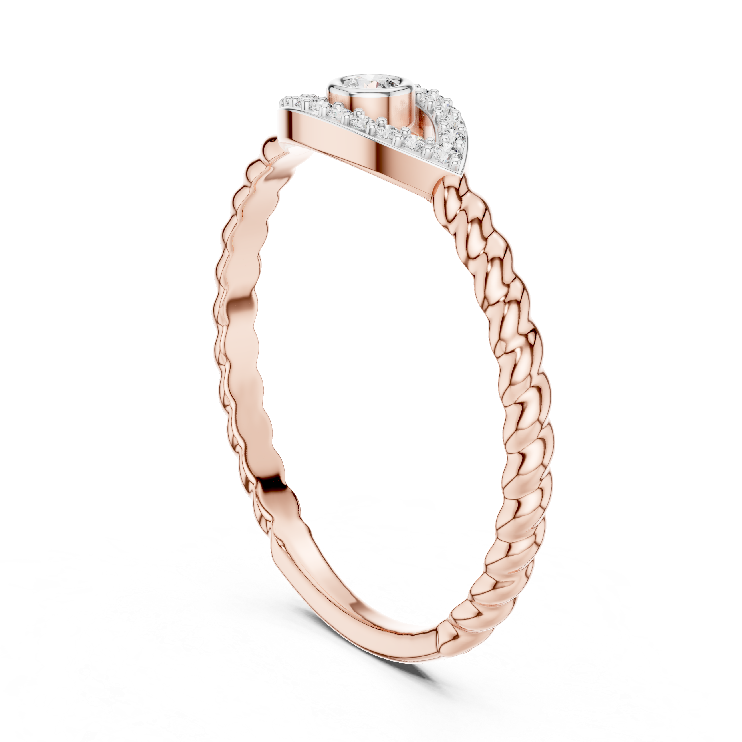 Evil Eye Diamond Ring with Twisted Band