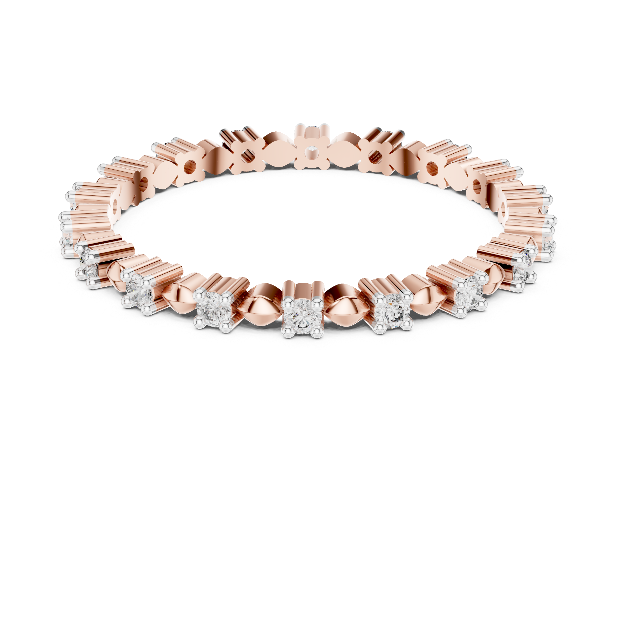 Full Eternity Diamond Band with Geometric Accents