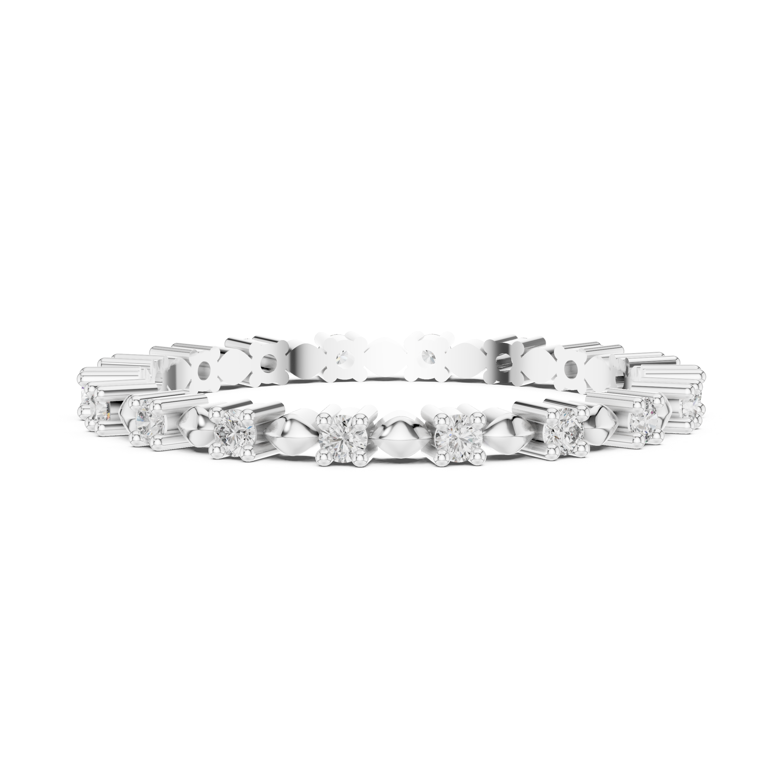 Full Eternity Diamond Band with Geometric Accents