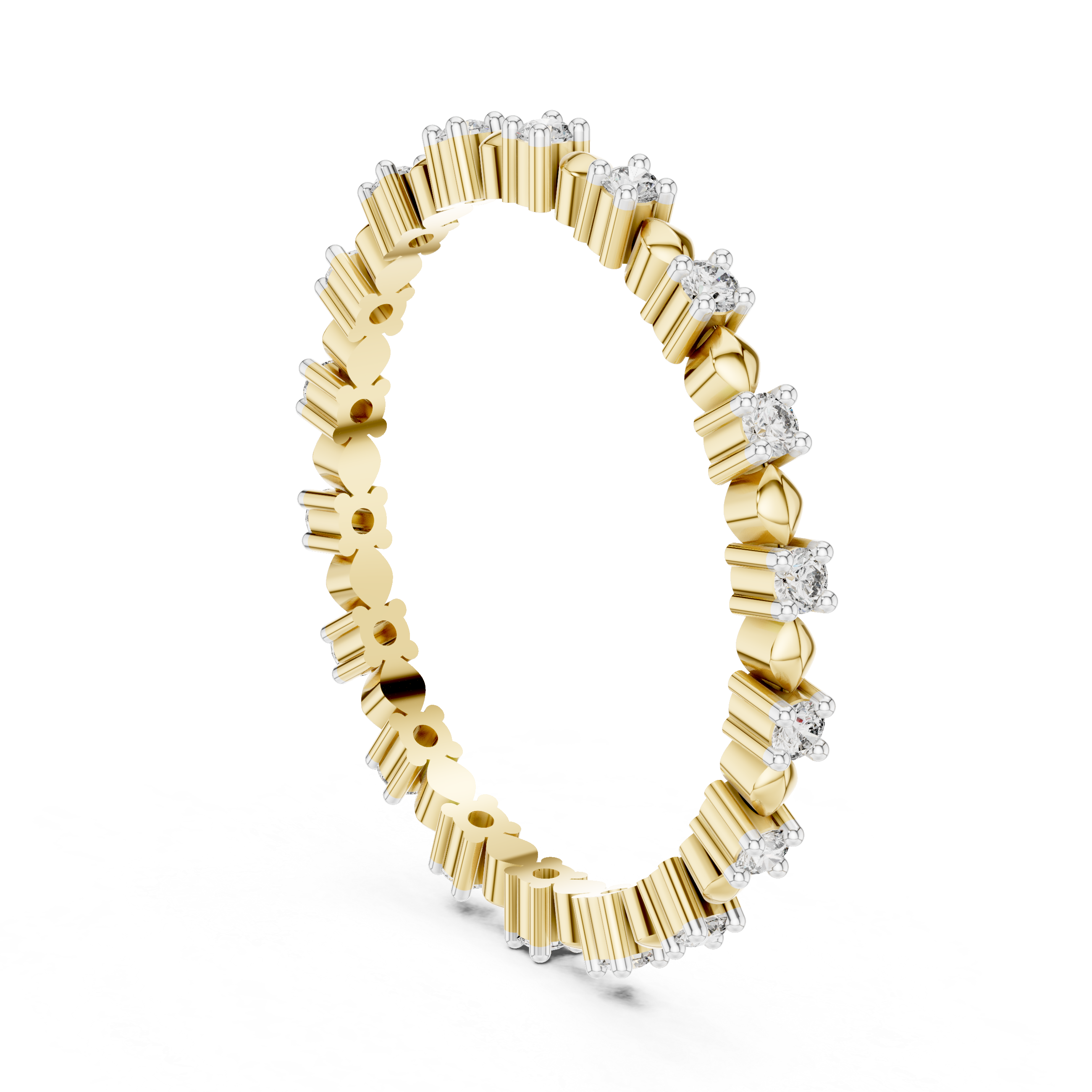Full Eternity Diamond Band with Geometric Accents