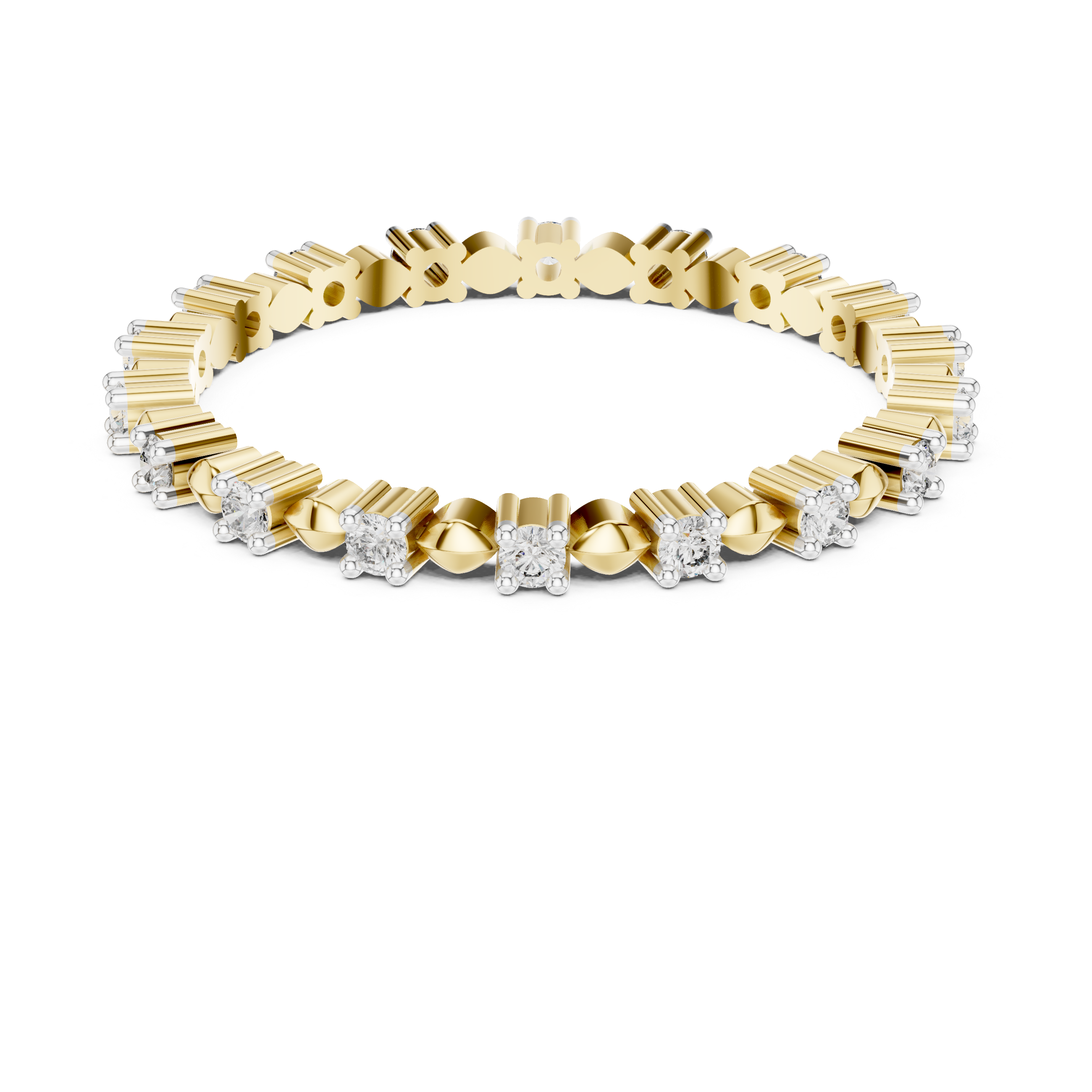 Full Eternity Diamond Band with Geometric Accents