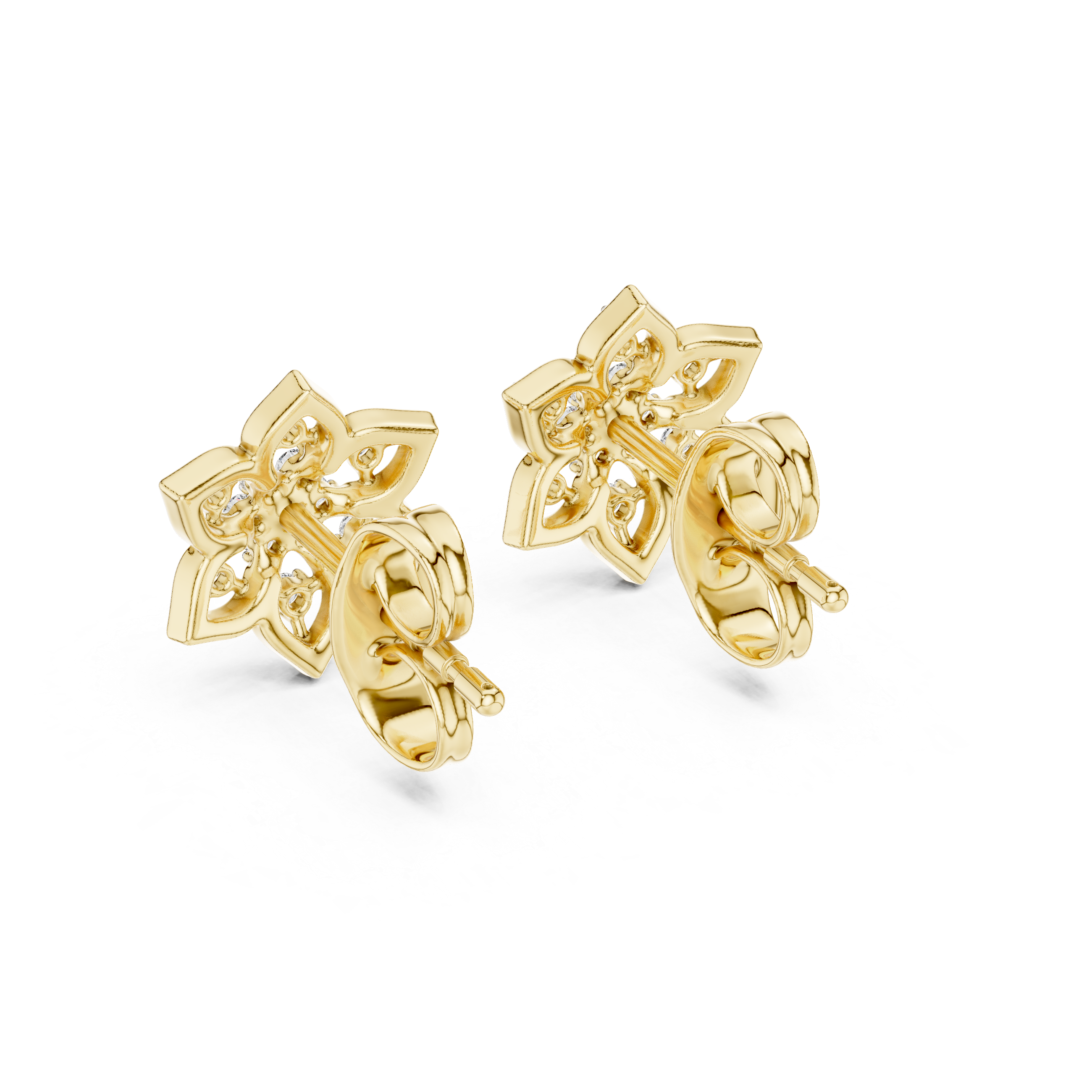 Floral Diamond Cluster Stud Earrings