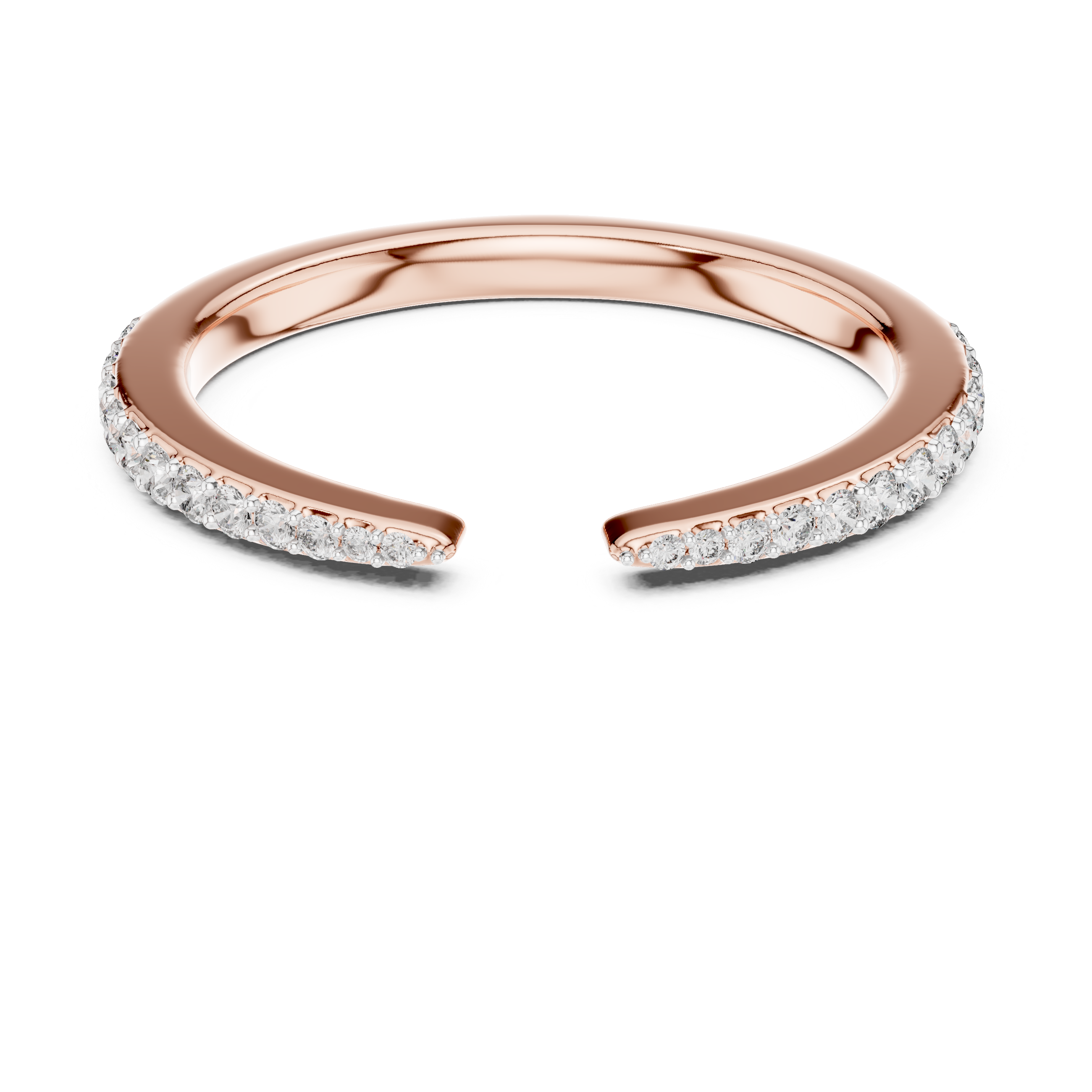 Open Band Diamond Ring with Pavé Ends