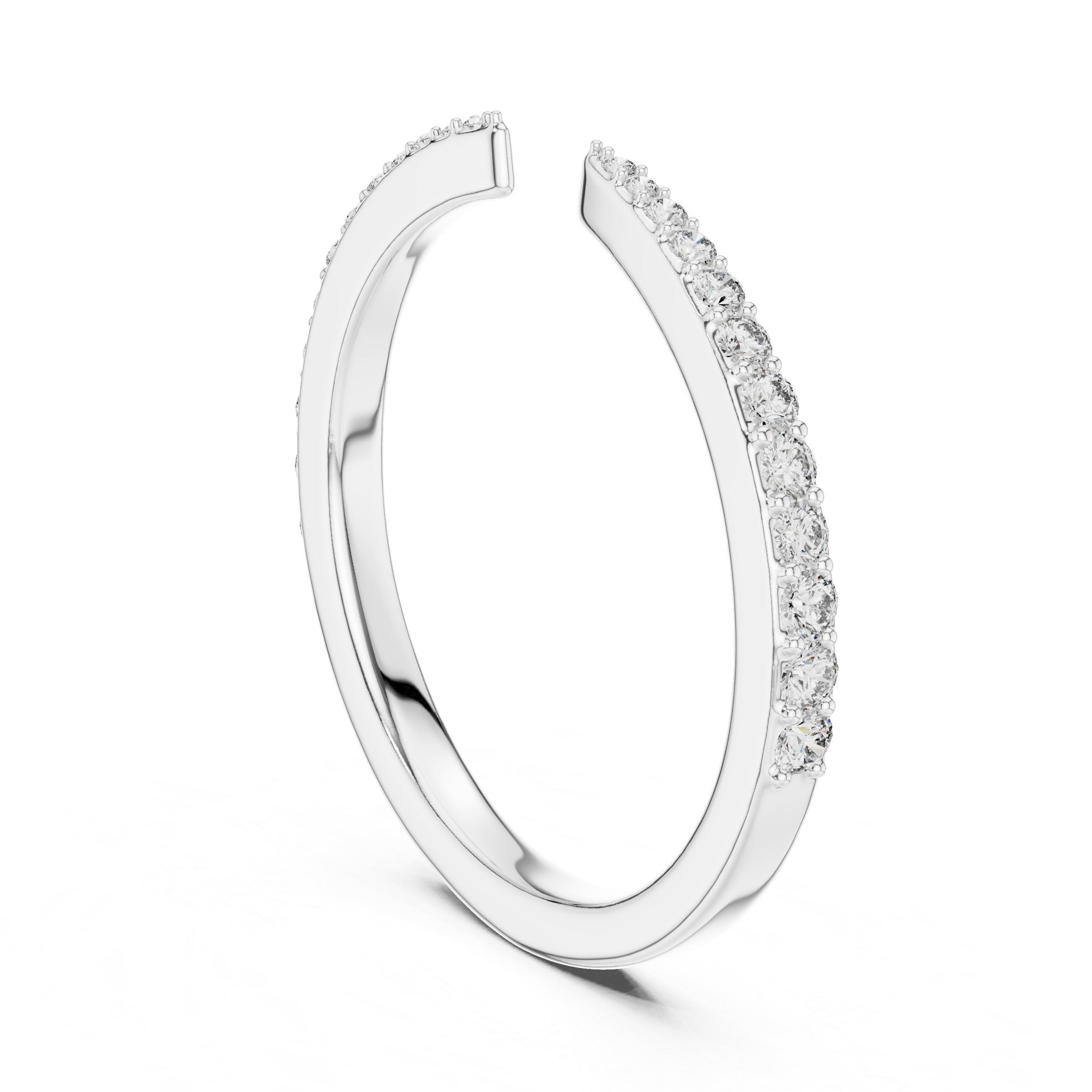 Open Band Diamond Ring with Pavé Ends
