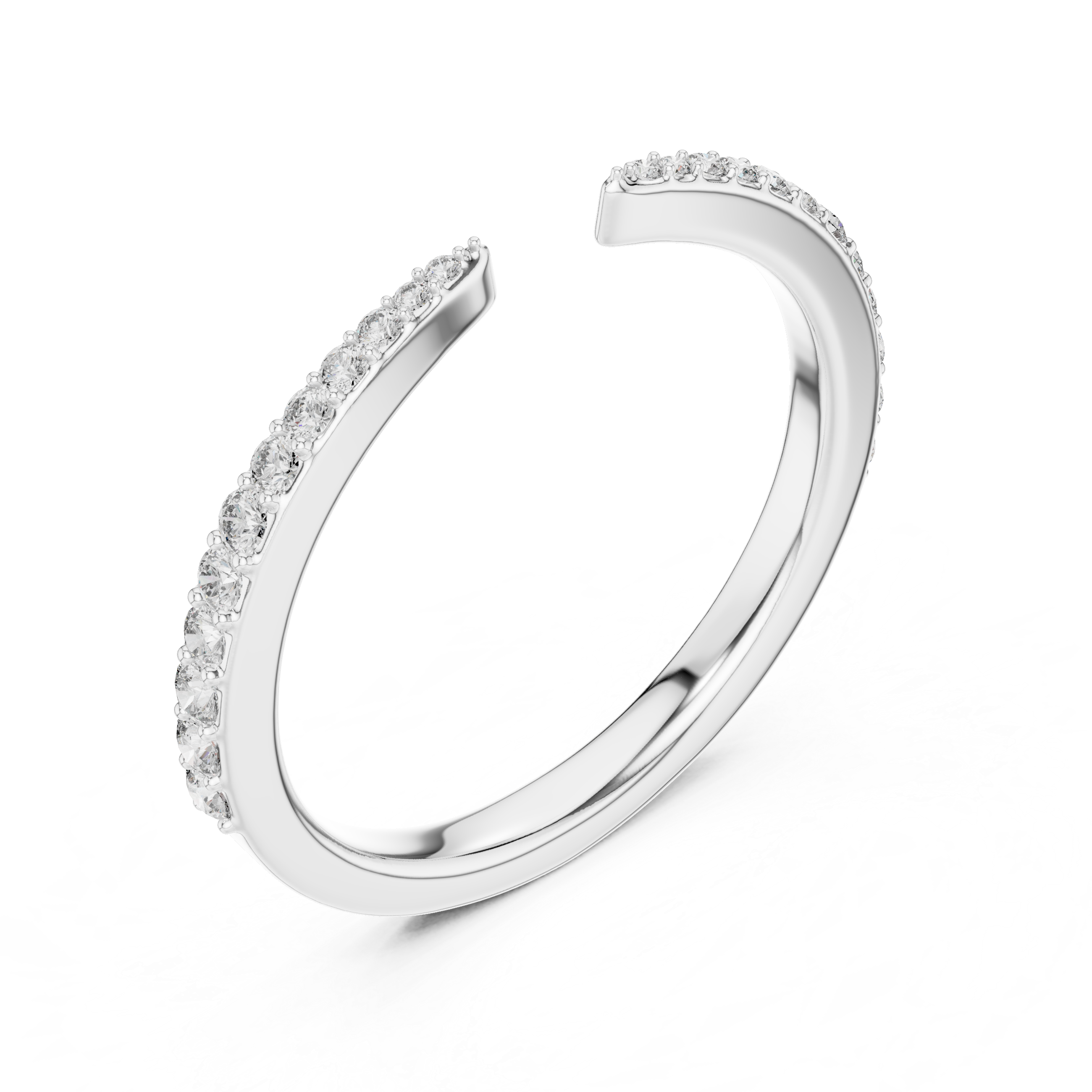 Open Band Diamond Ring with Pavé Ends