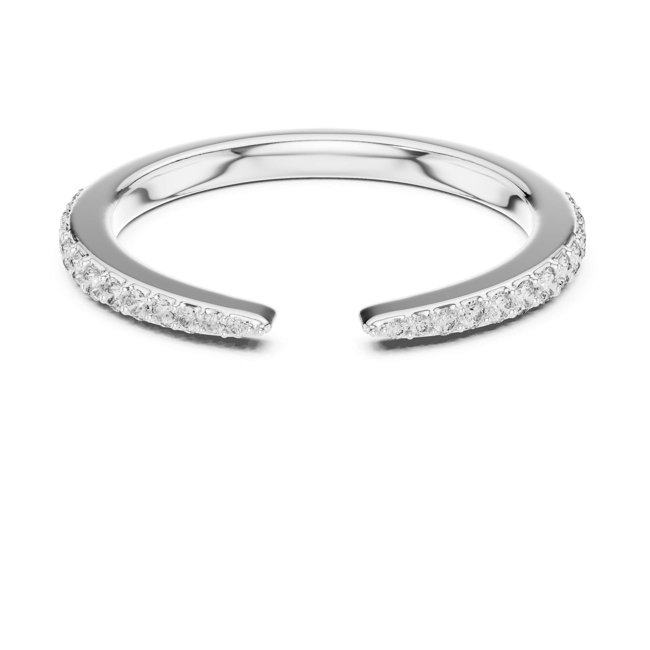 Open Band Diamond Ring with Pavé Ends