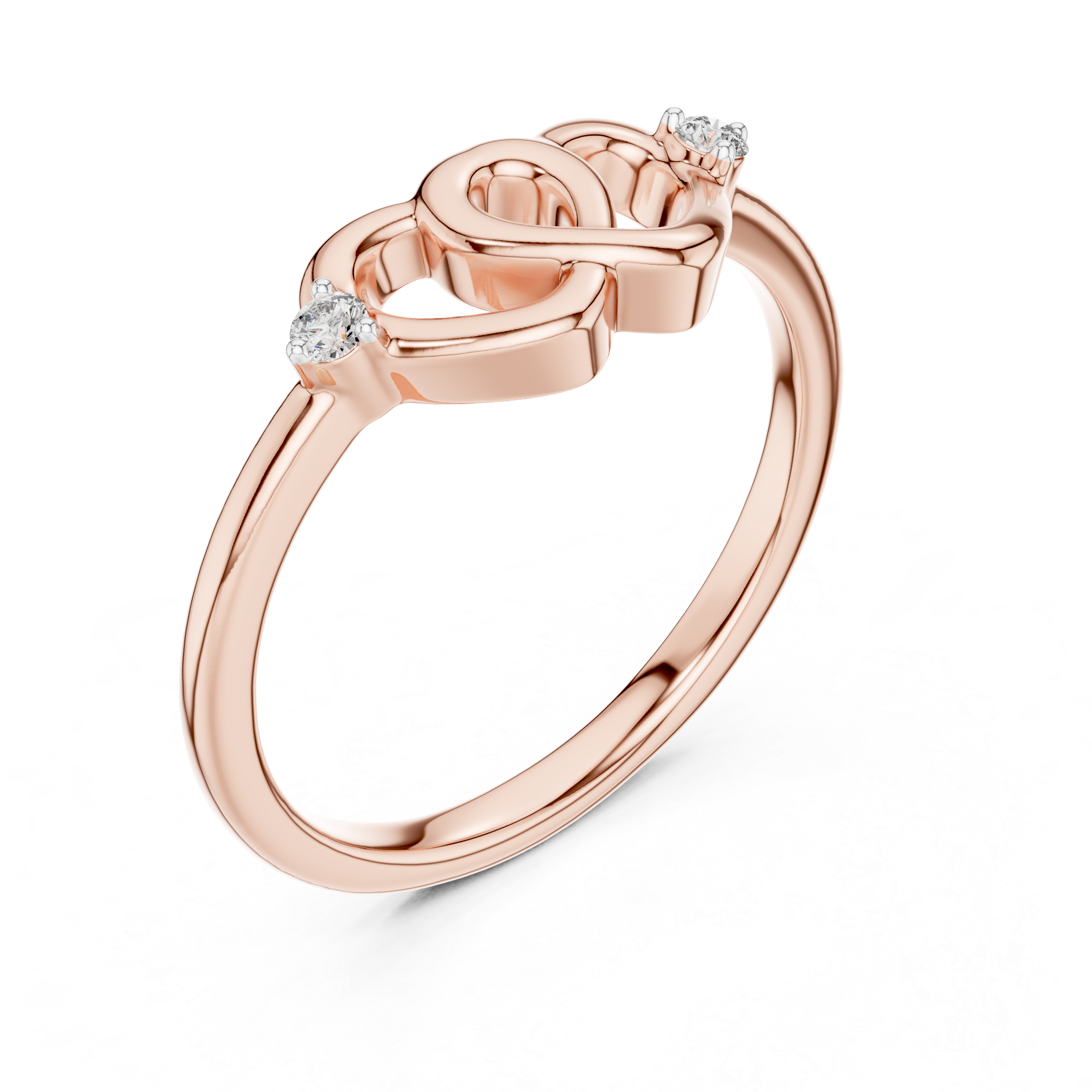 Double Heart Diamond Minimal Ring