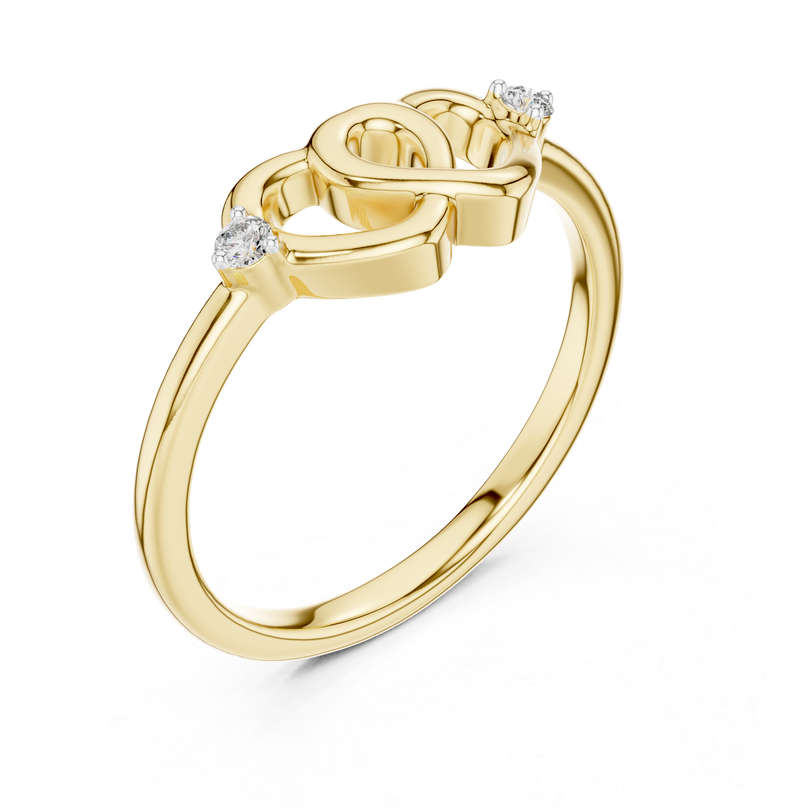 Double Heart Diamond Minimal Ring