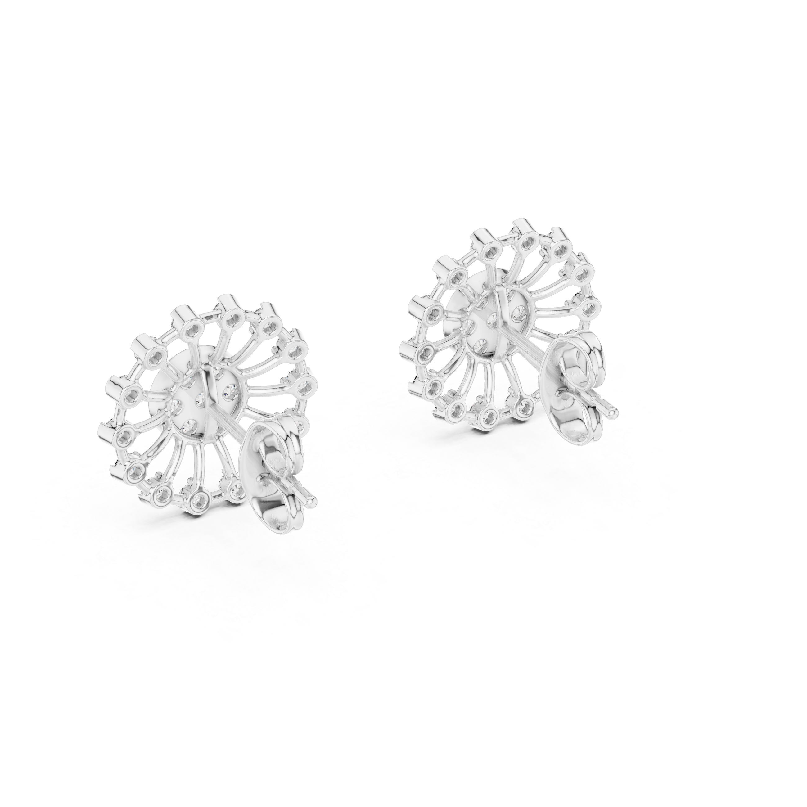 Radiant Sunburst Diamond Stud Earrings in Gold