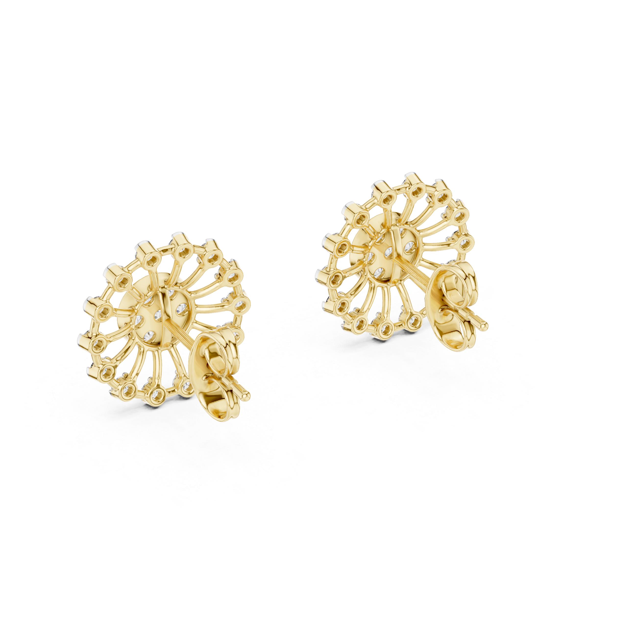 Radiant Sunburst Diamond Stud Earrings in Gold