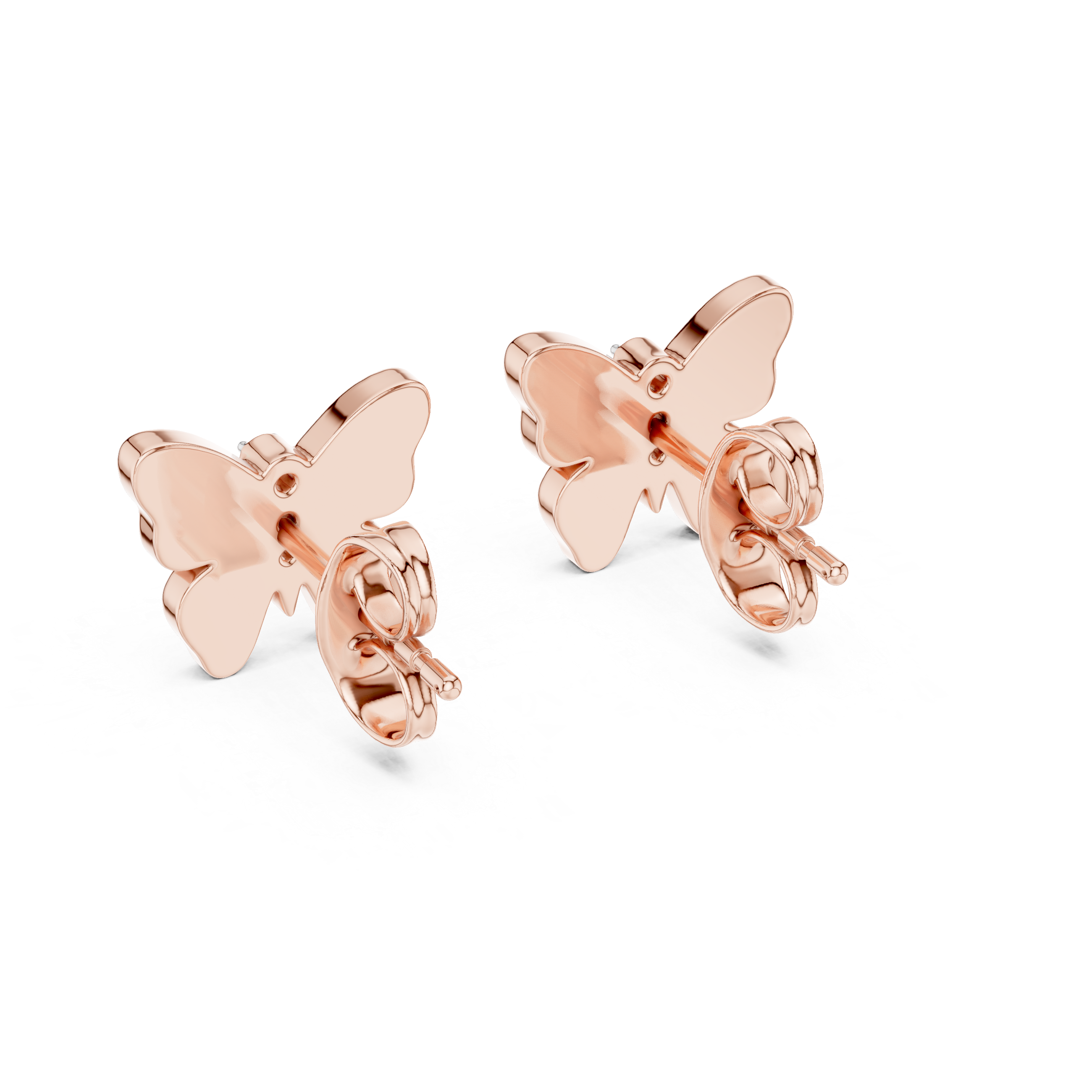 Enamel Butterfly Diamond Stud Earrings in Gold