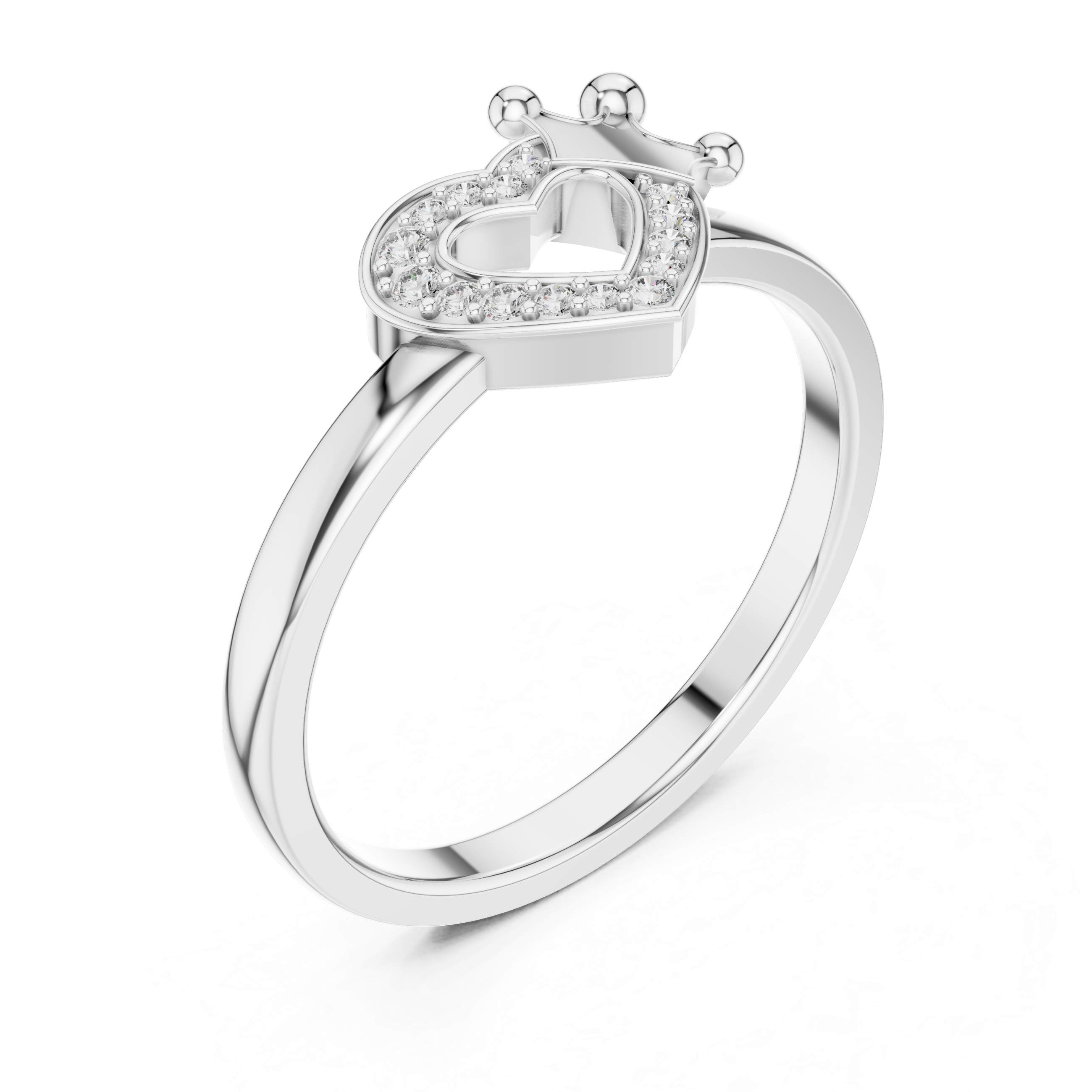 Heart & Crown Diamond Ring