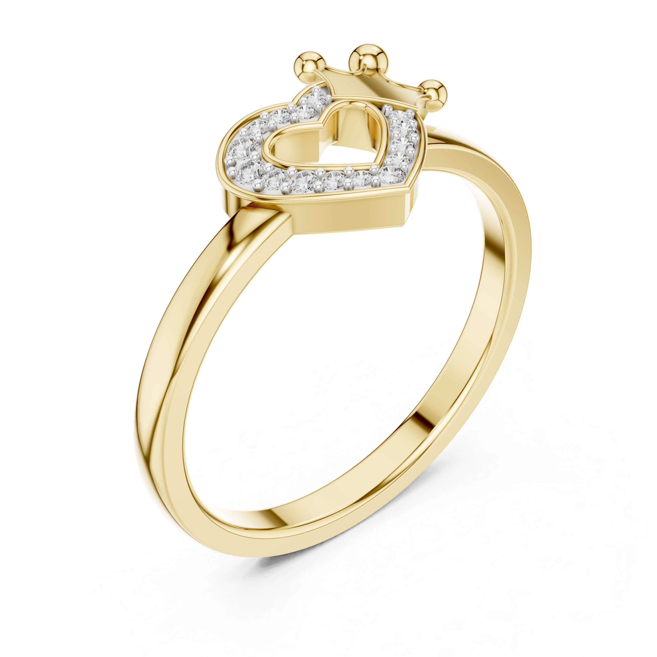 Heart & Crown Diamond Ring