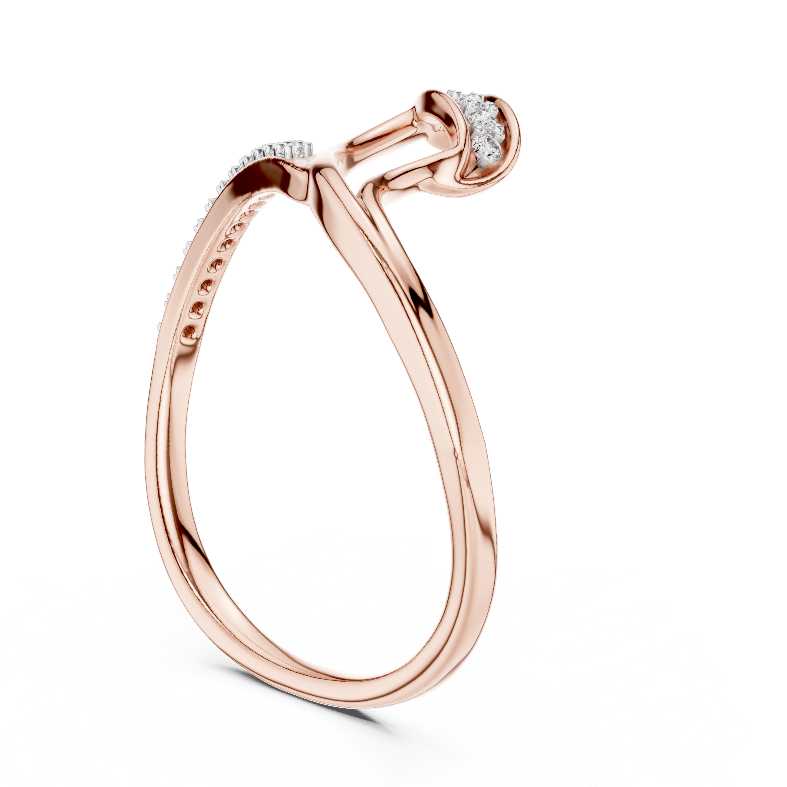 Modern Twist Diamond Ring – Open Wrap Pavé Design