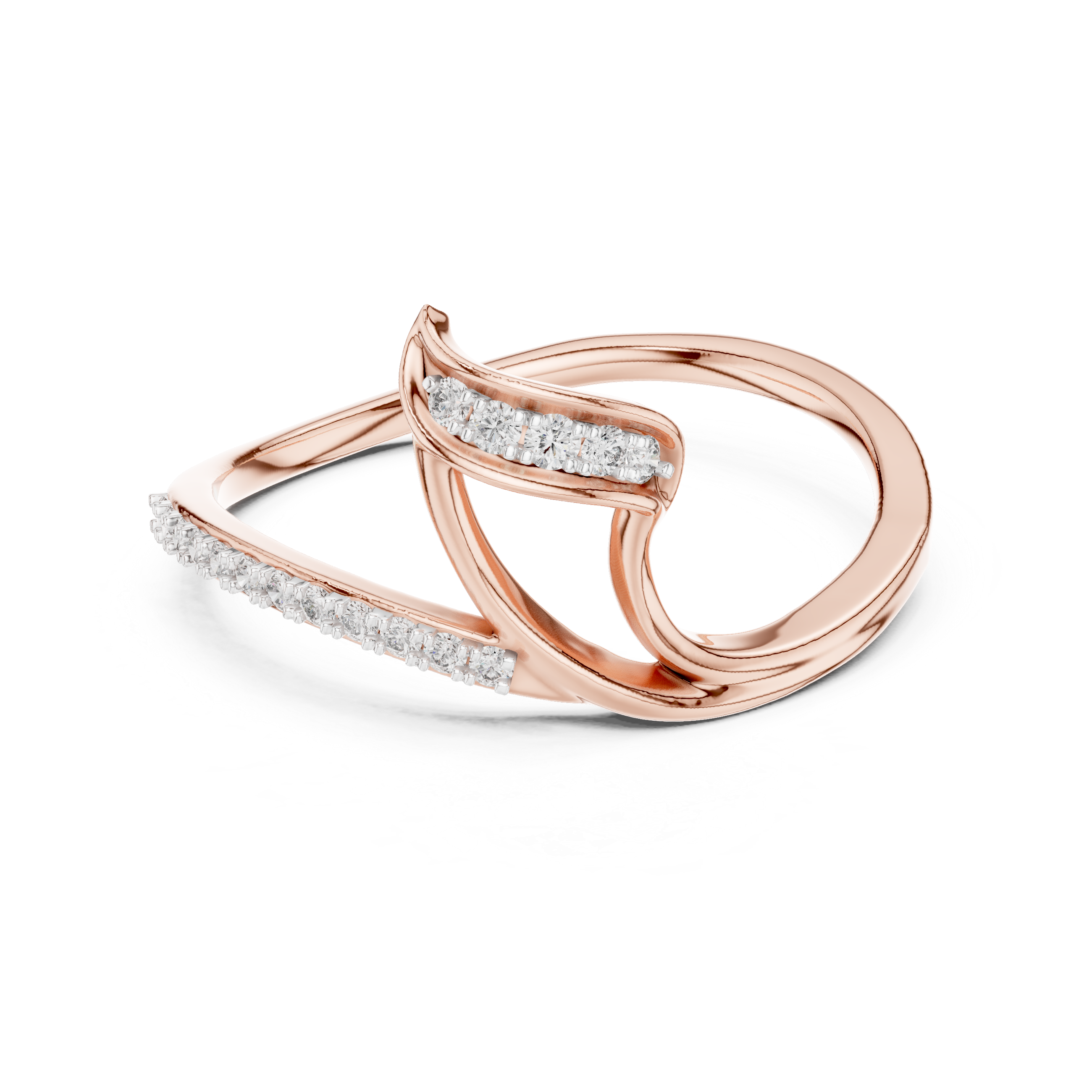 Modern Twist Diamond Ring – Open Wrap Pavé Design