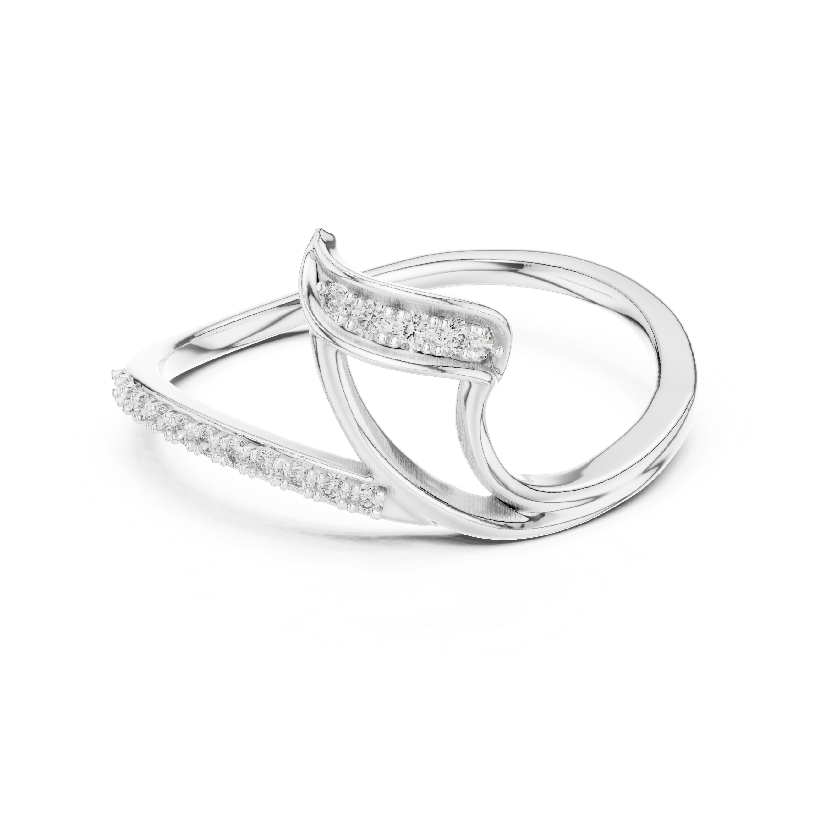 Modern Twist Diamond Ring – Open Wrap Pavé Design