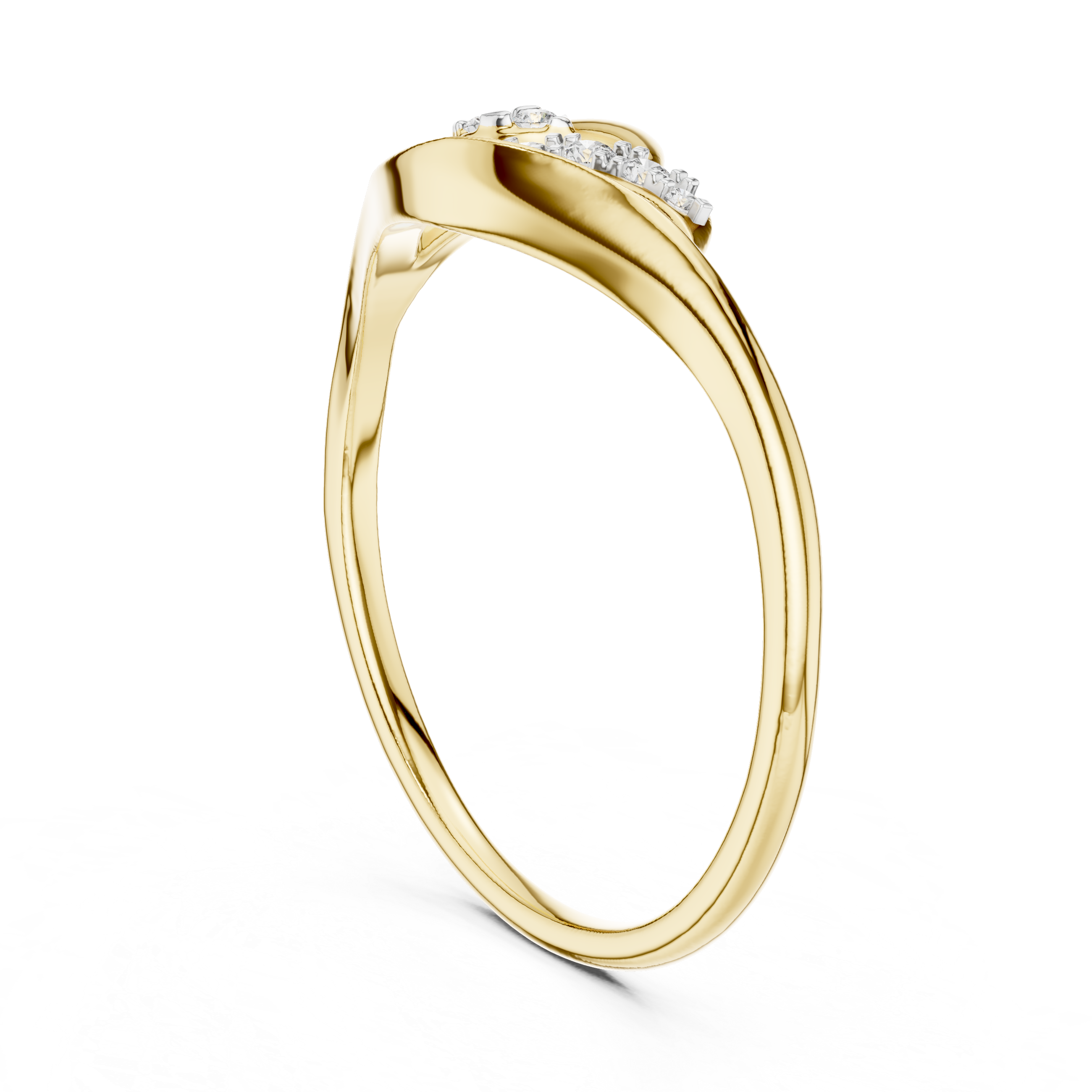 Elegant Diamond Wave Leaf Ring
