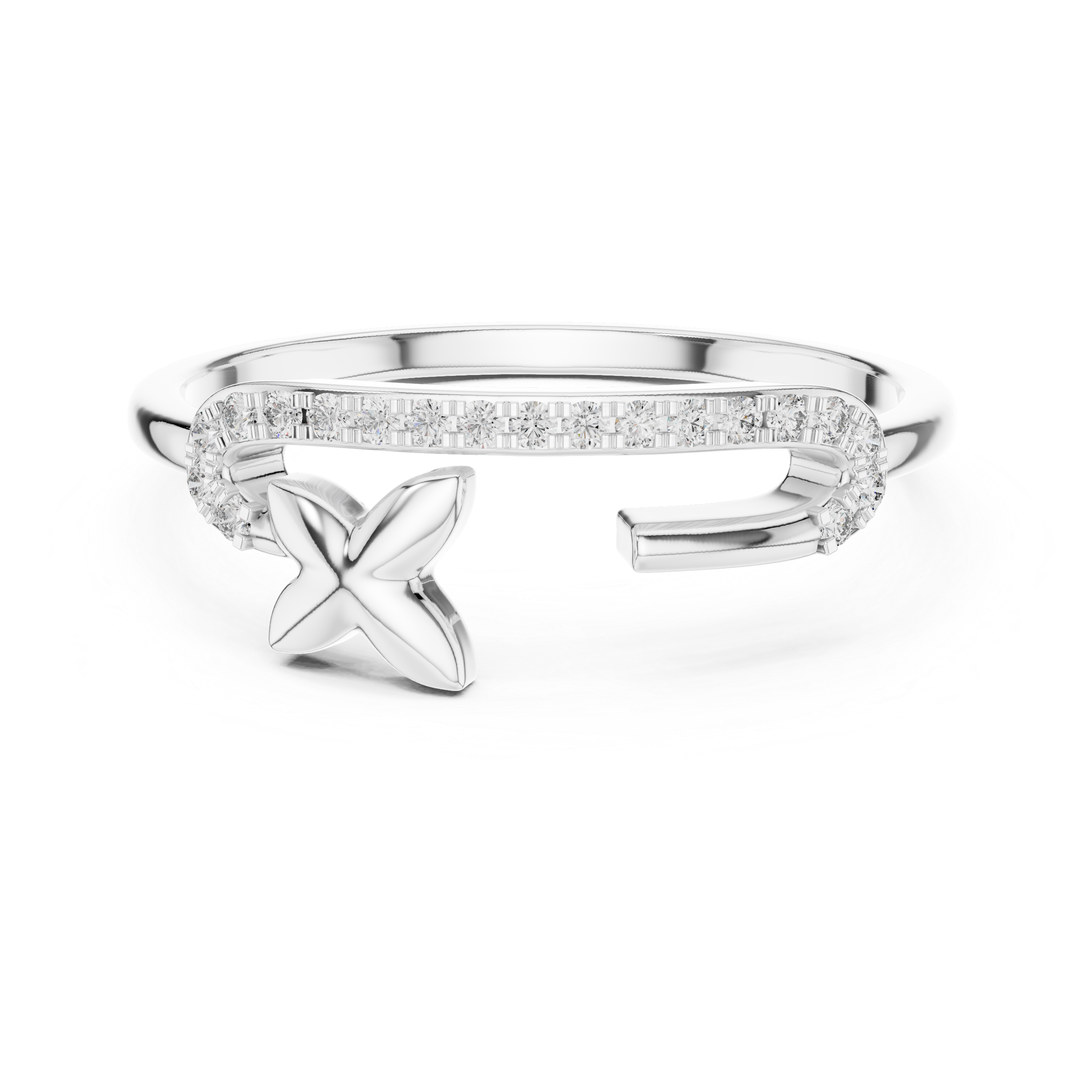 Diamond Starfish Open Band Ring