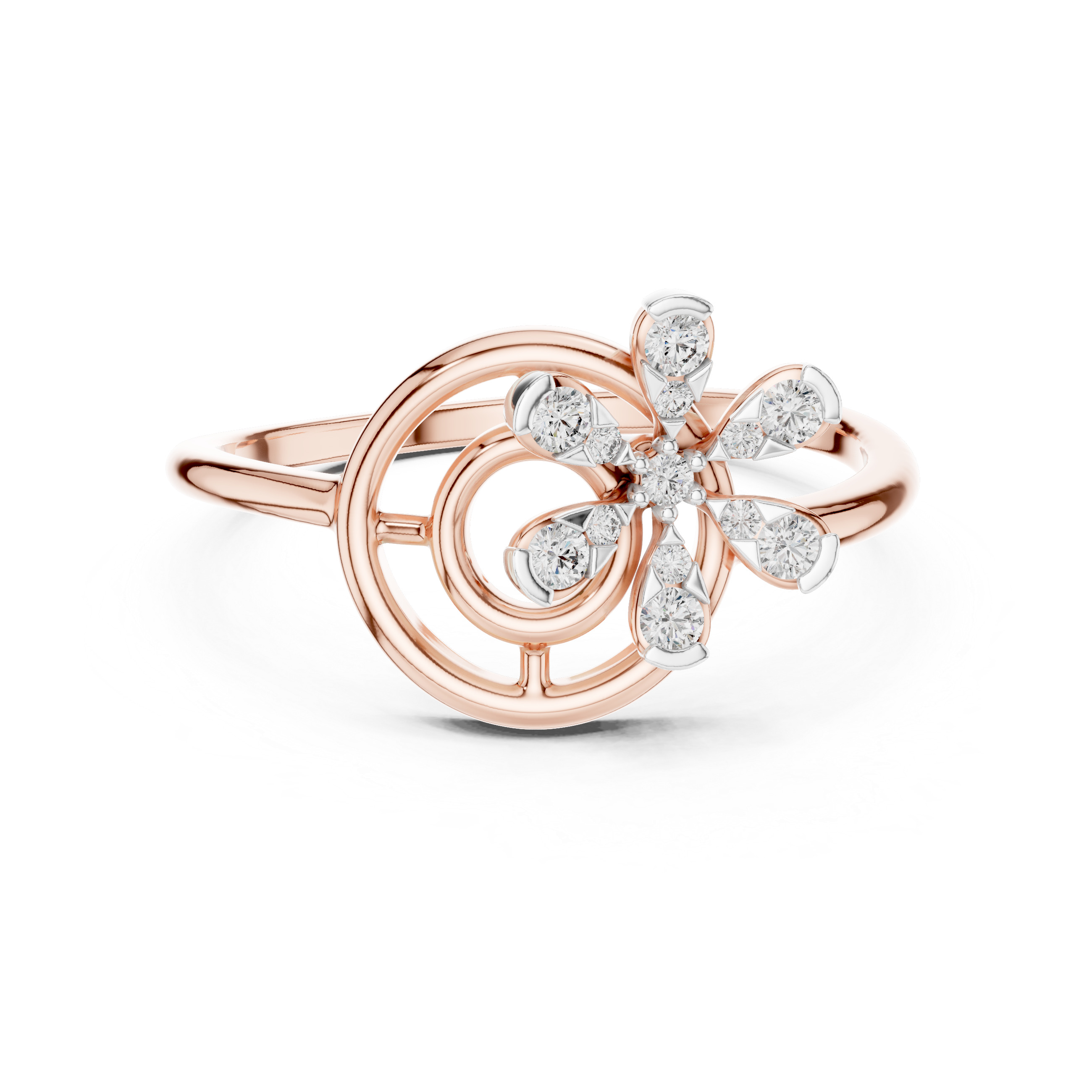 Spiral Floral Diamond Ring
