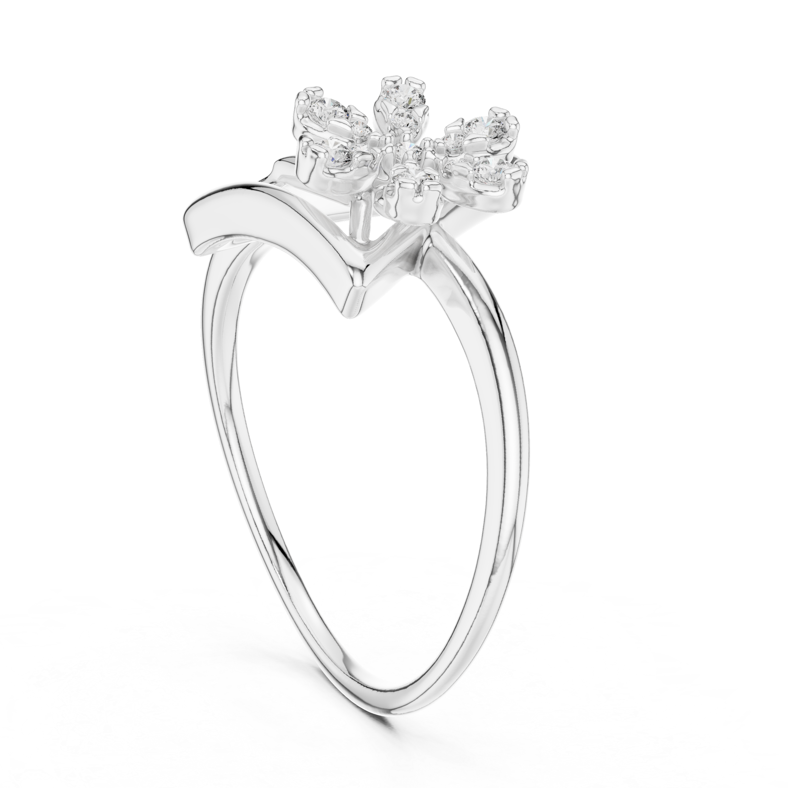 Geometric Triangle Floral Diamond Ring