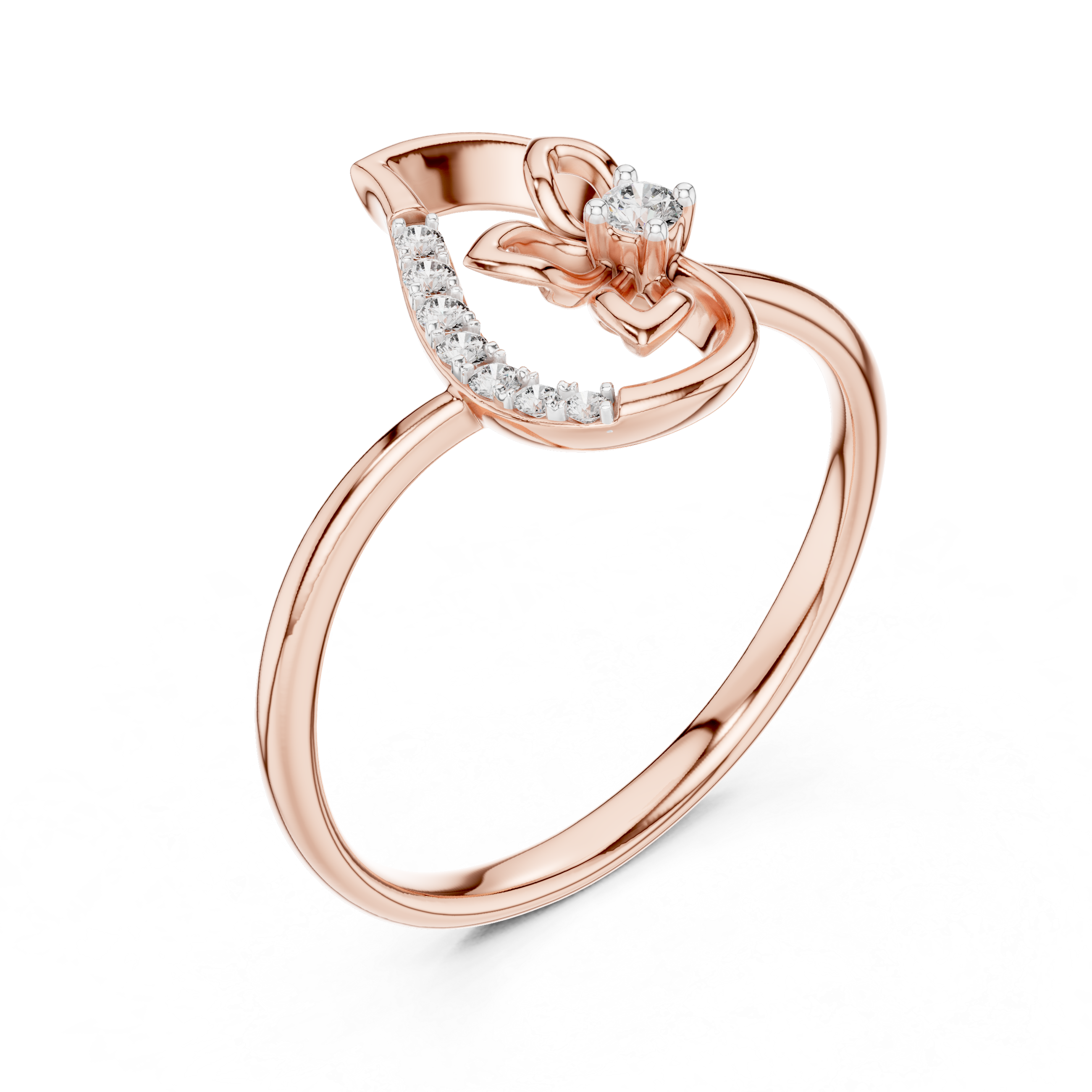 Diamond Floral Drop Ring
