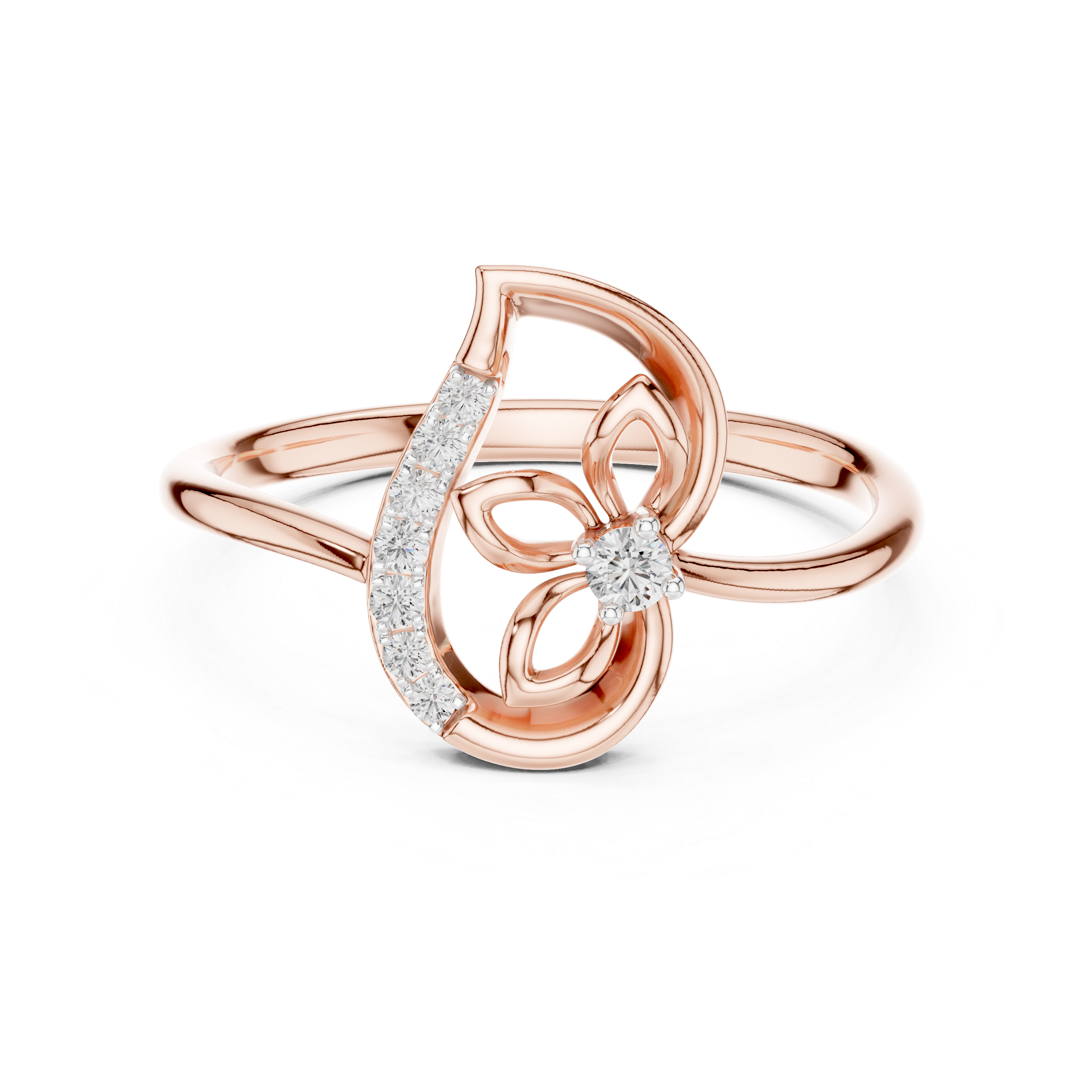 Diamond Floral Drop Ring