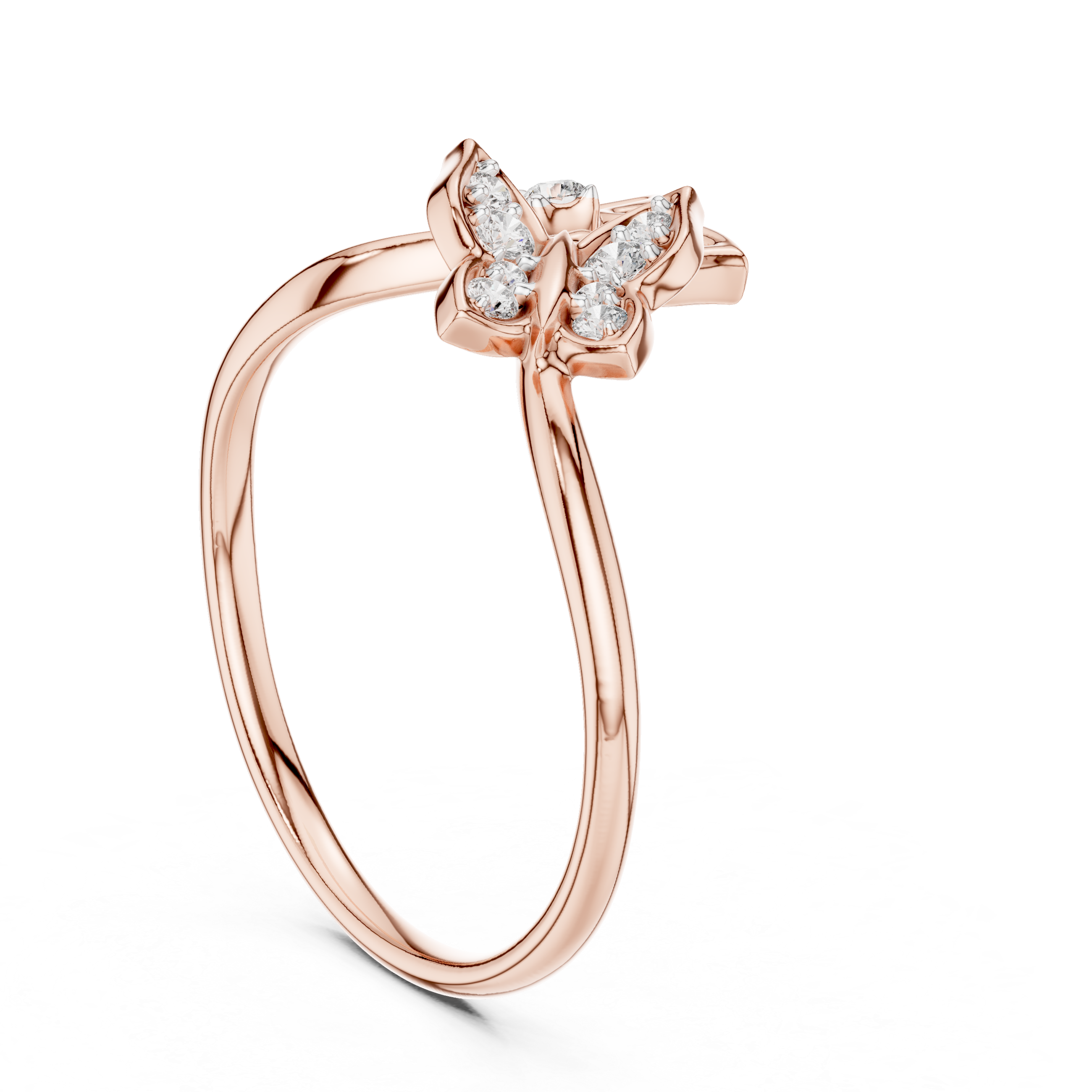 Diamond Butterfly Duo Ring