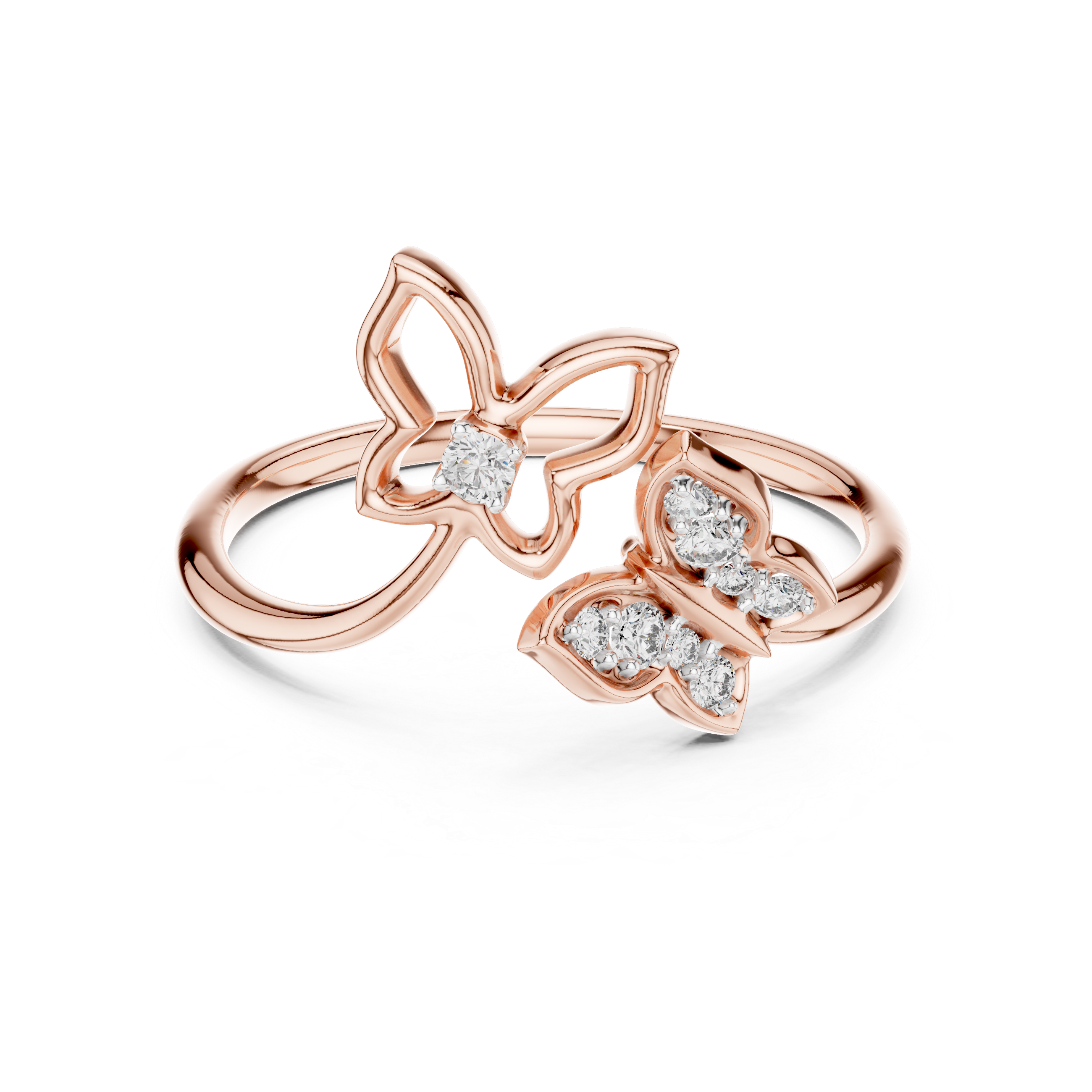 Diamond Butterfly Duo Ring