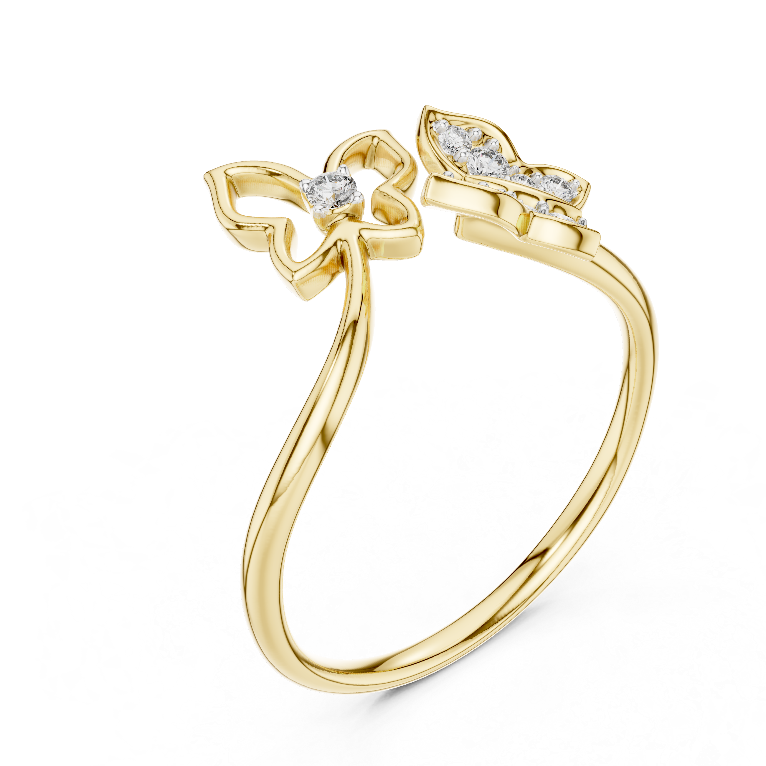 Diamond Butterfly Duo Ring