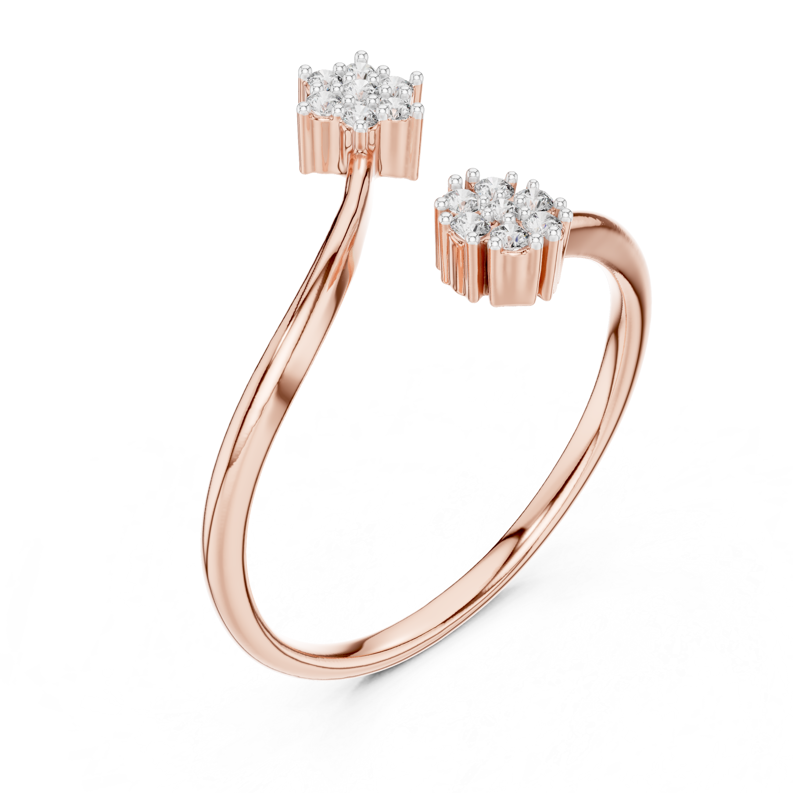 Open Bypass Floral Diamond Ring
