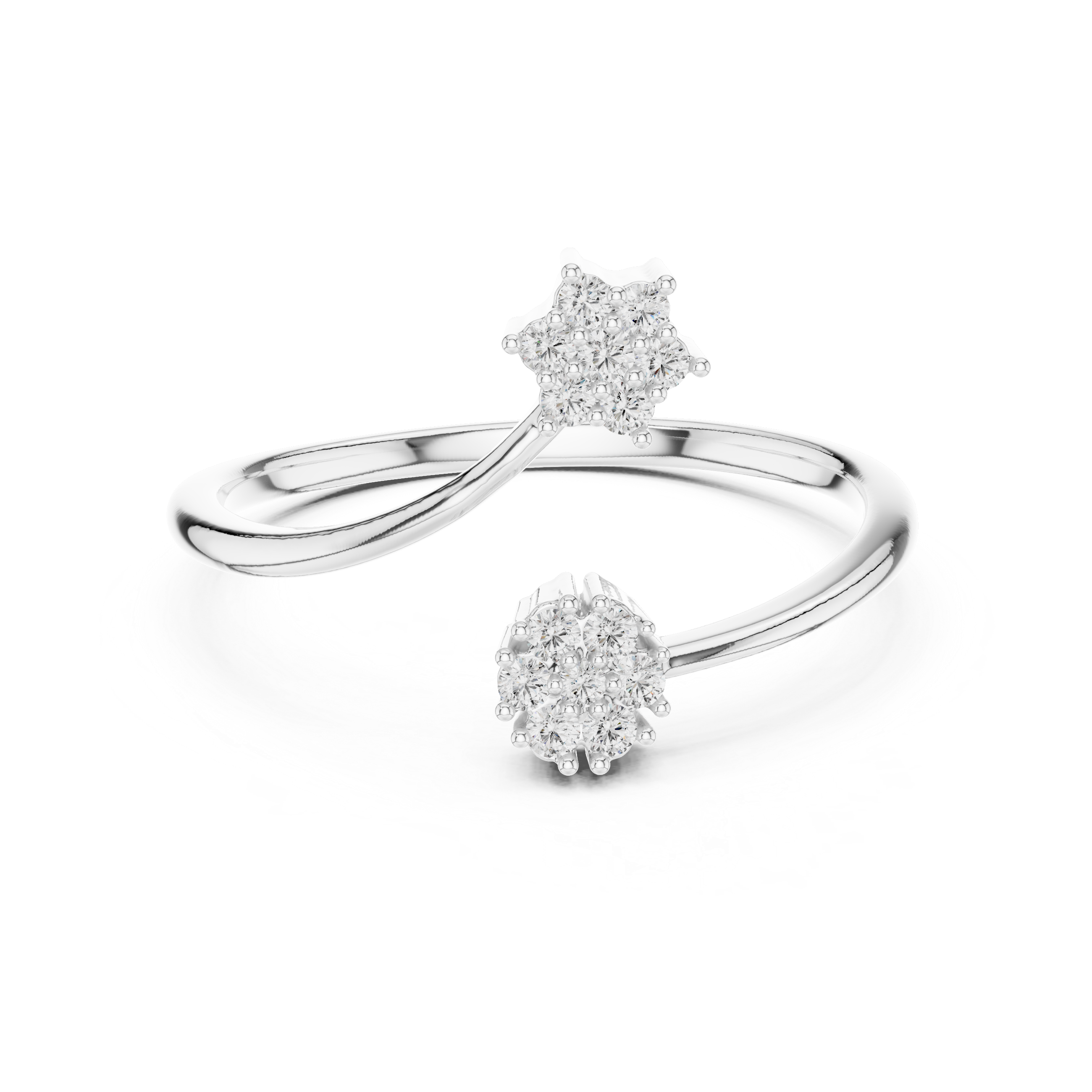 Open Bypass Floral Diamond Ring