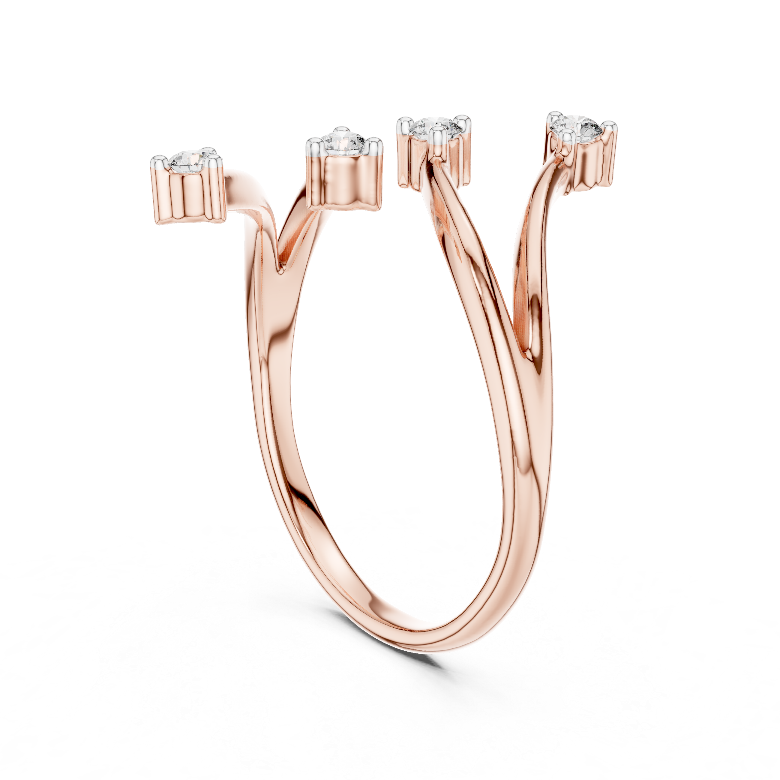 Open Wave Multi-Stone Diamond Ring